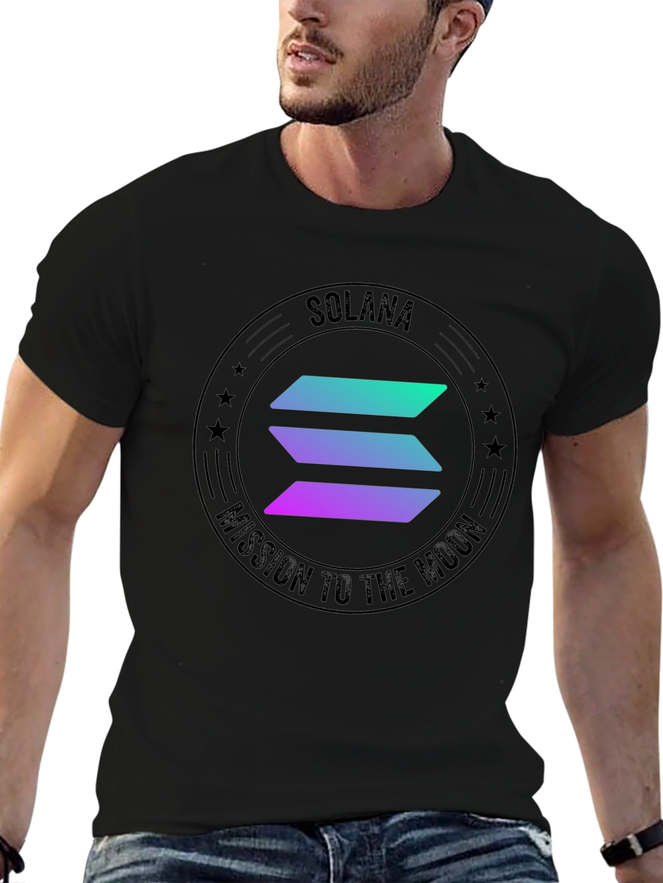Solana Mission To The Moon Black T-Shirt