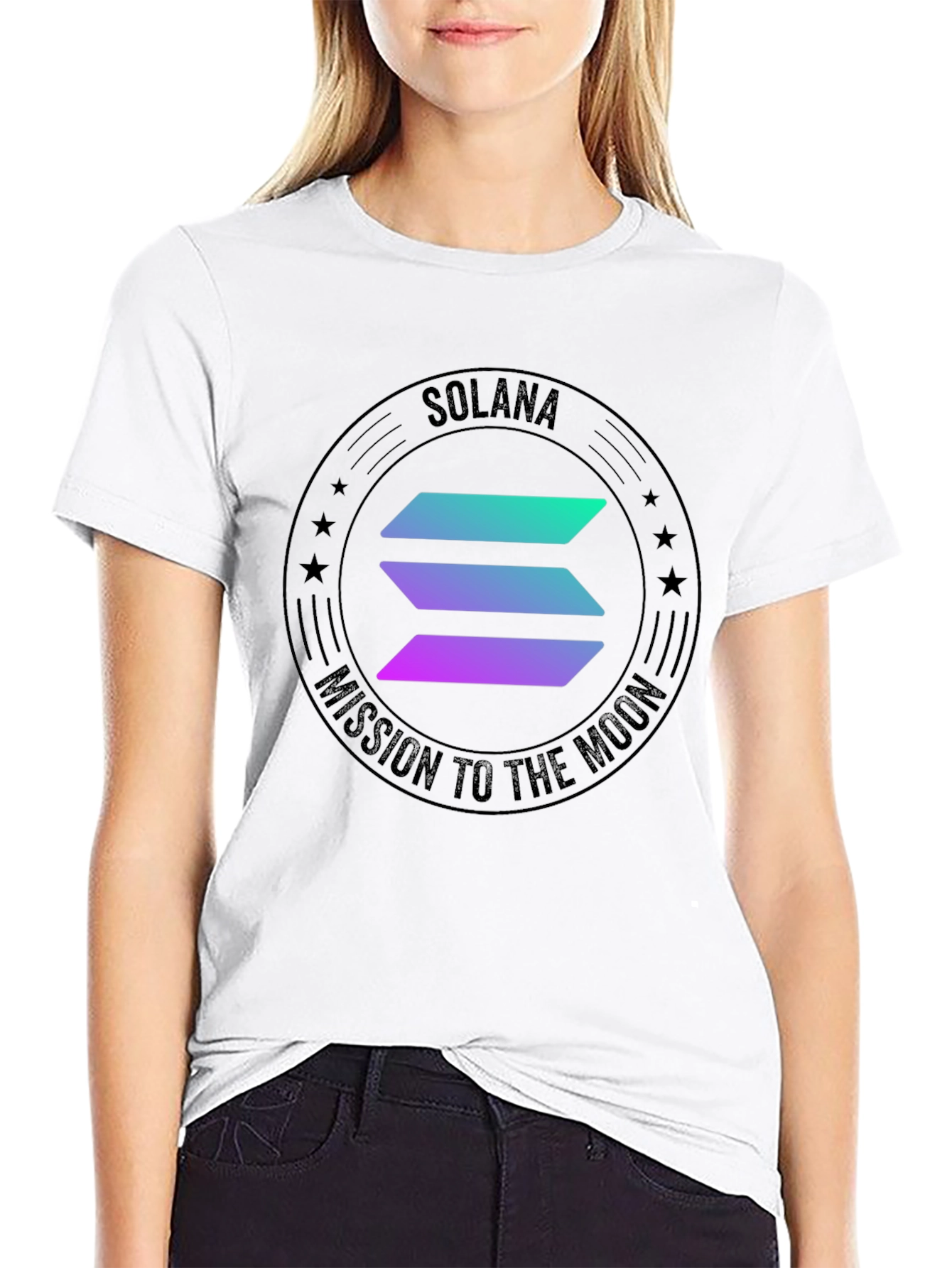 Solana Mission To The Moon Black T-Shirt
