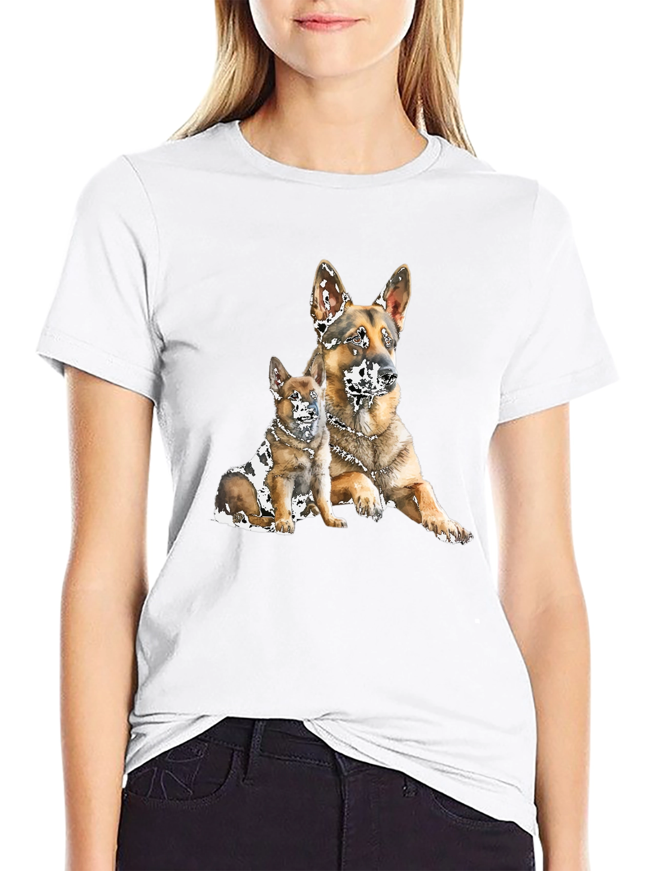 German Shepherd Dog Graphic Black T-Shirt