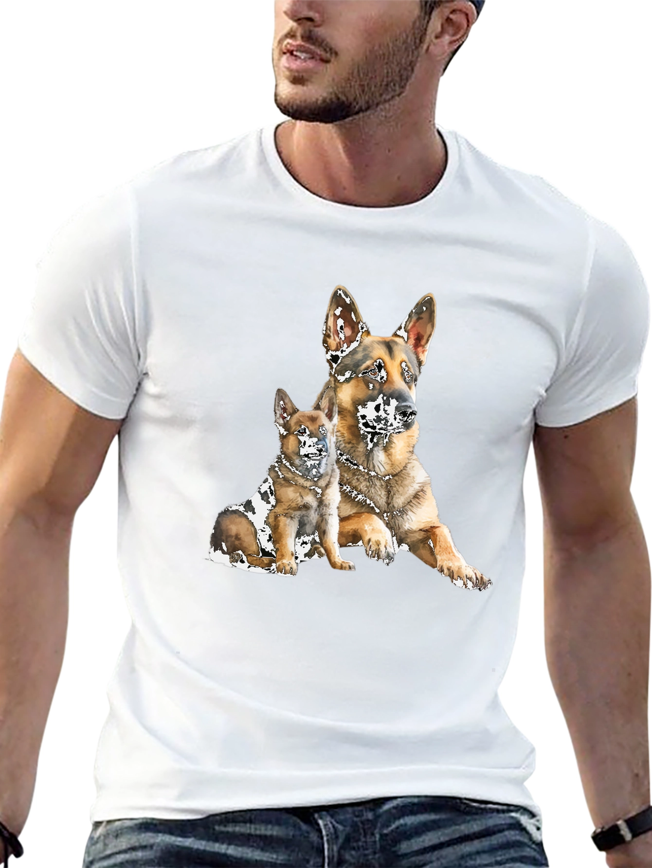 German Shepherd Dog Graphic Black T-Shirt