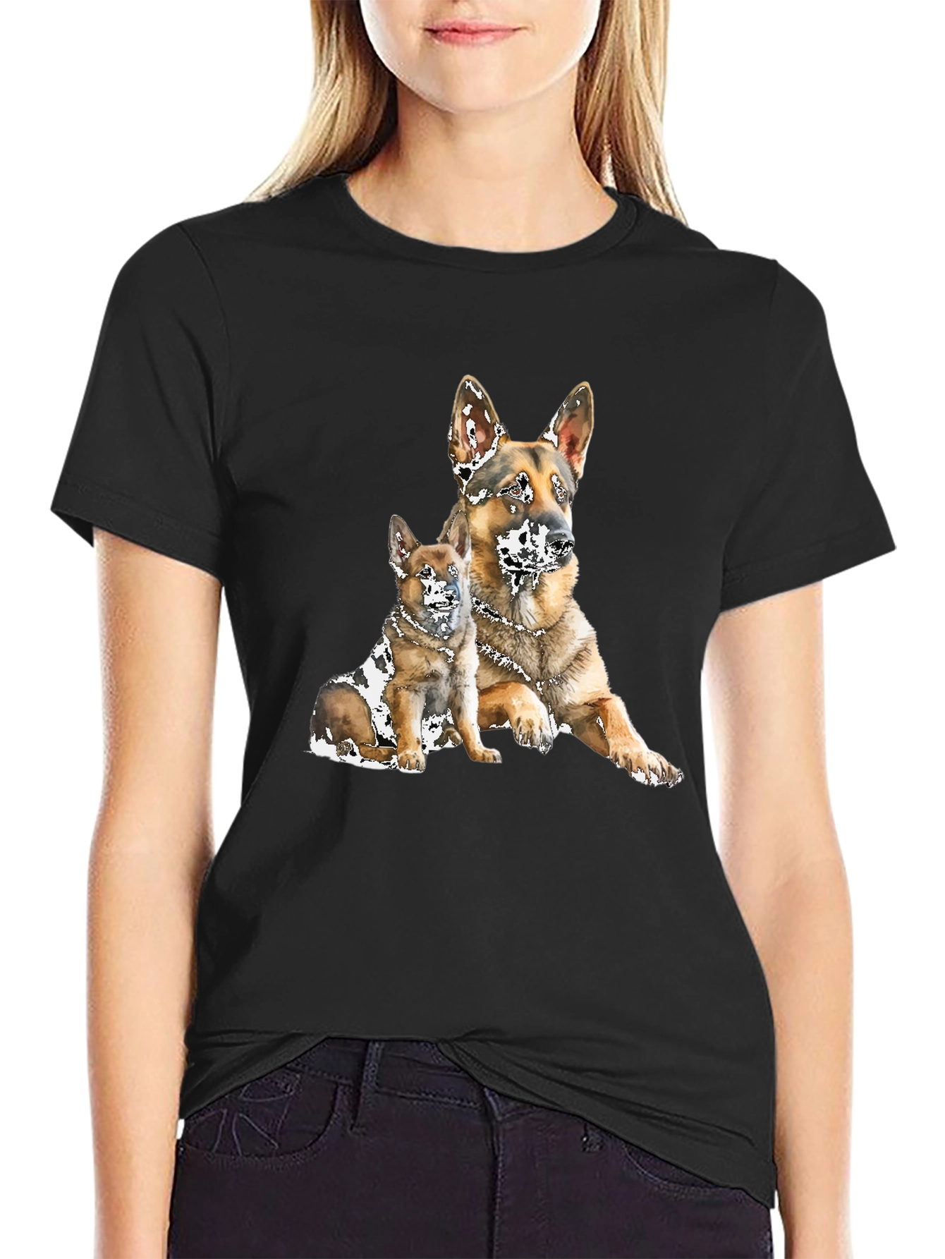 German Shepherd Dog Graphic Black T-Shirt