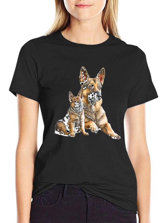 German Shepherd Dog Graphic Black T-Shirt