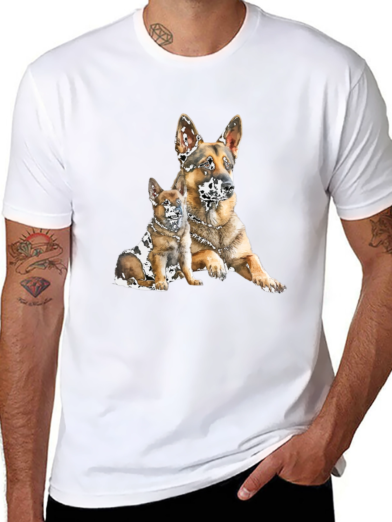 German Shepherd Dog Graphic Black T-Shirt