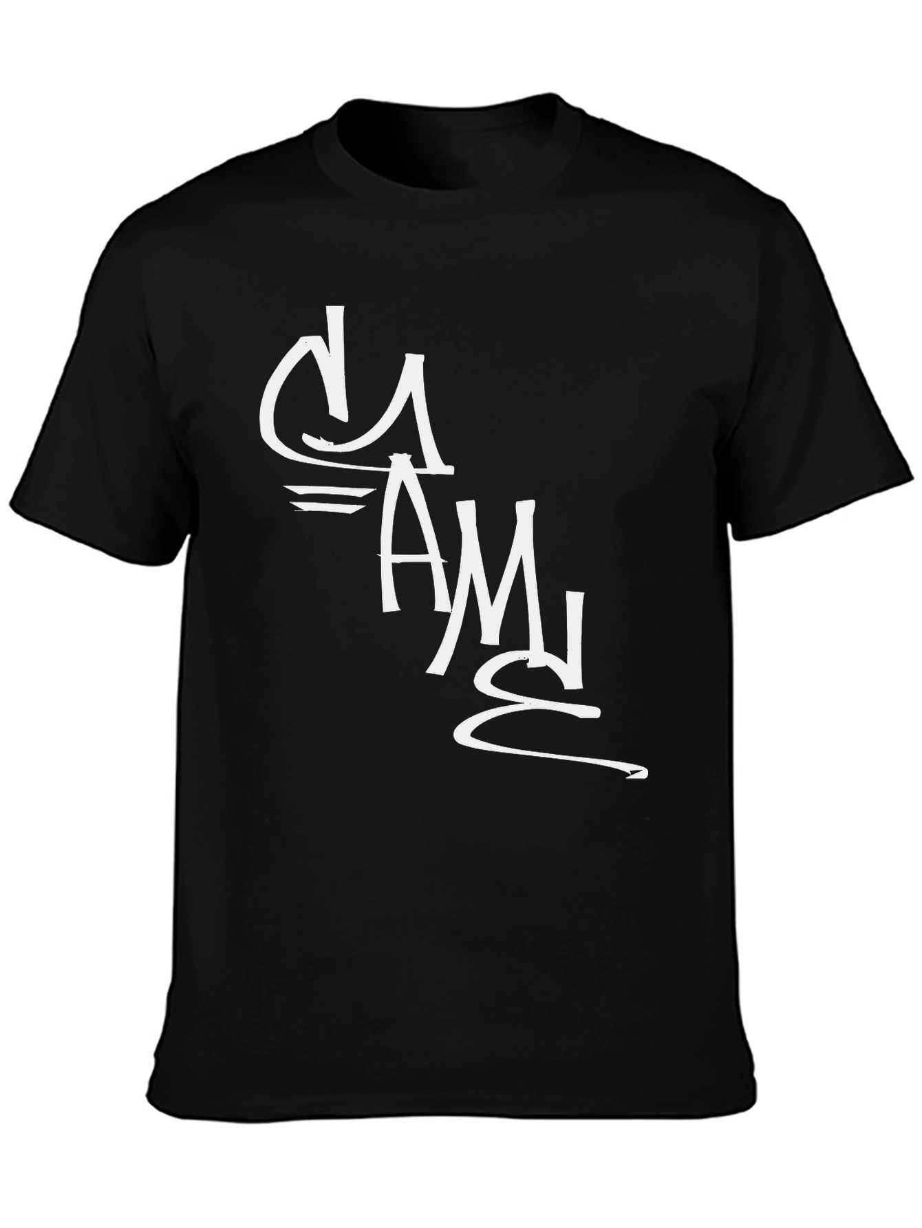 Black T-Shirt with White Graffiti Style Graphic