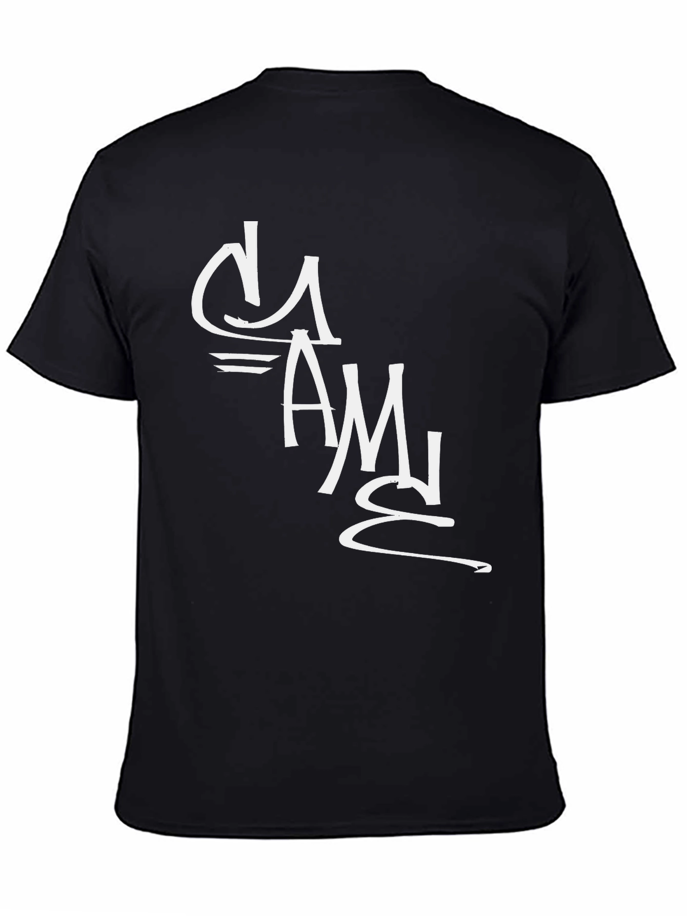 Black T-Shirt with White Graffiti Style Graphic
