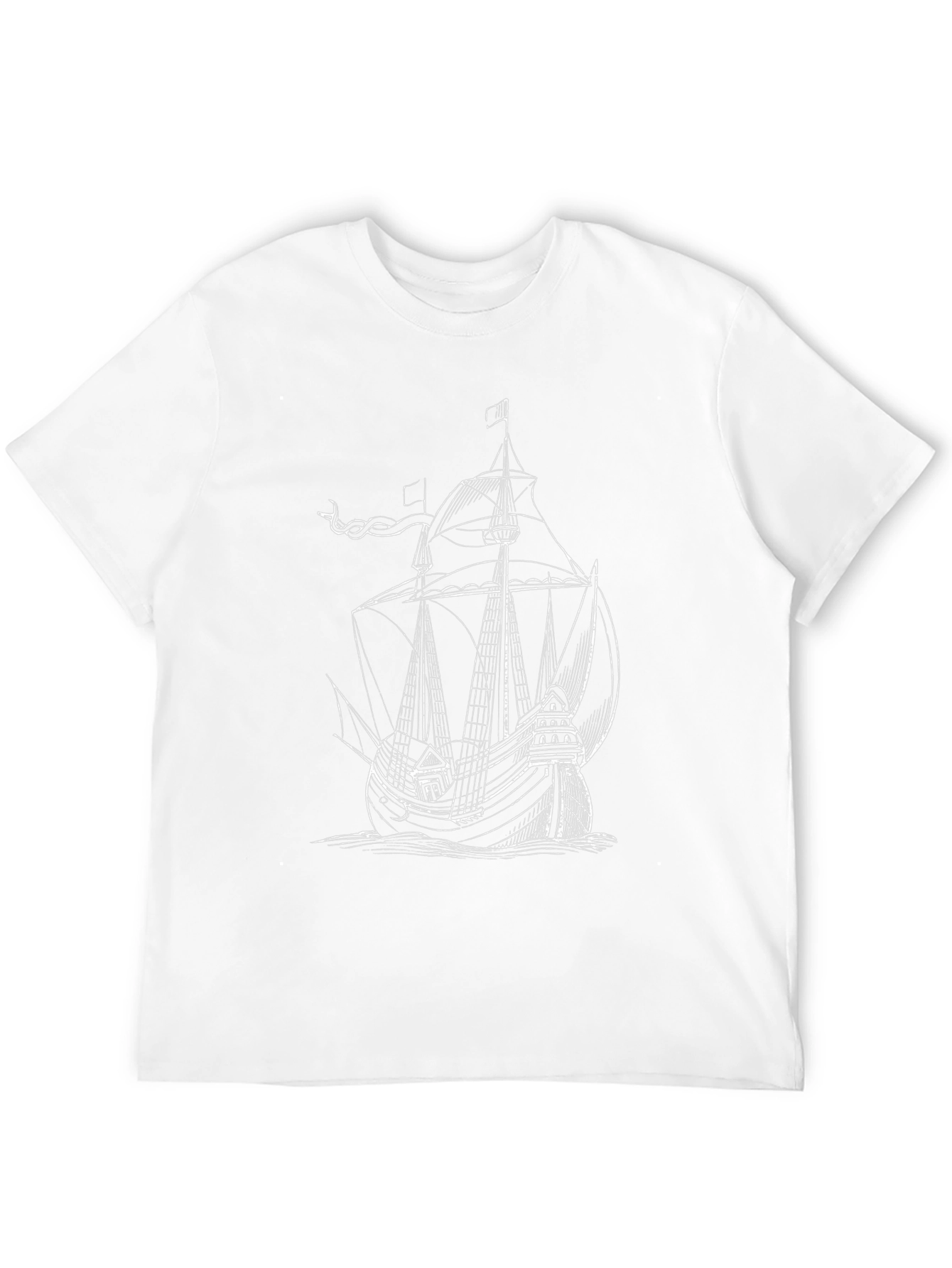 Nautical Ship Graphic Tee - Black Cotton Blend