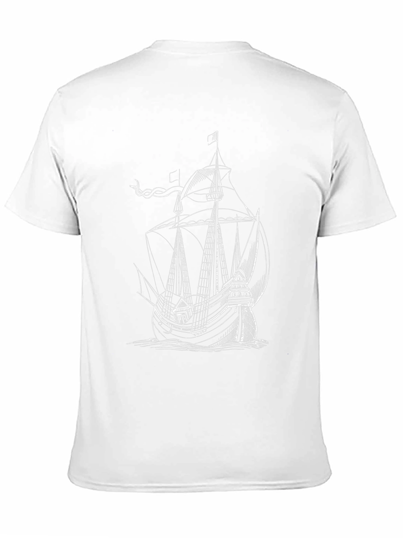 Nautical Ship Graphic Tee - Black Cotton Blend