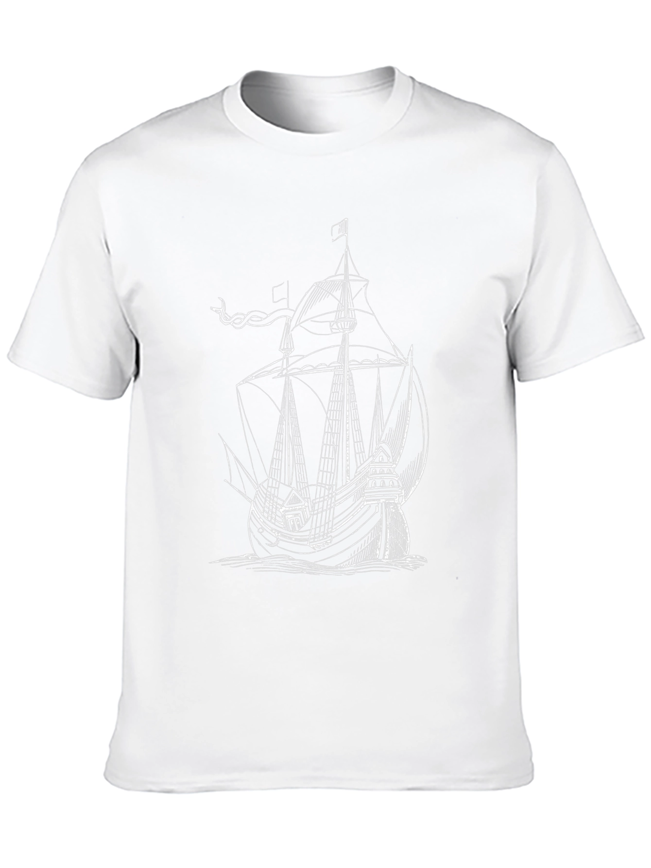 Nautical Ship Graphic Tee - Black Cotton Blend