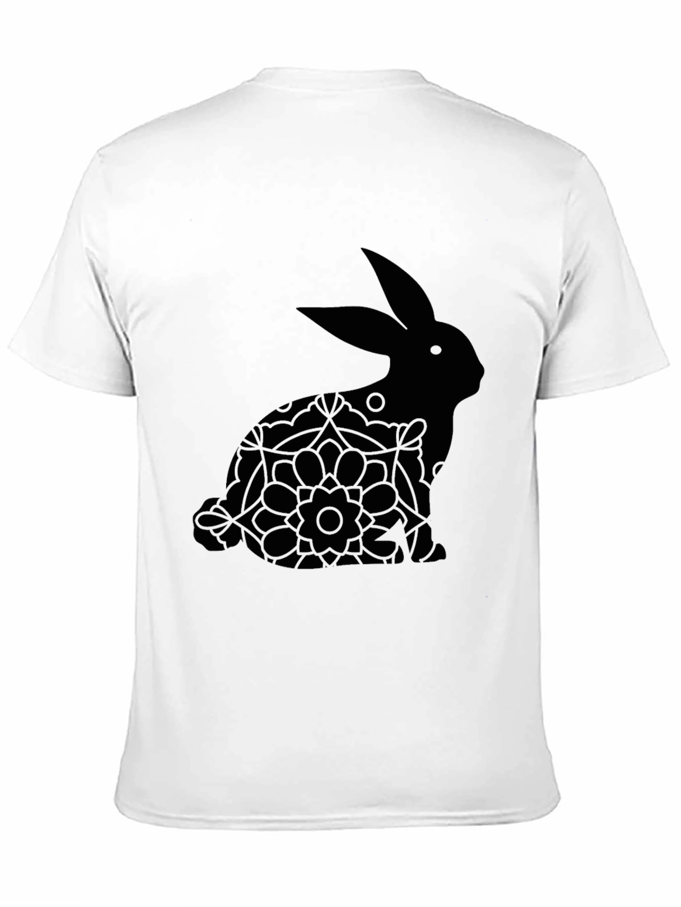 Black Easter Bunny Floral T-Shirt