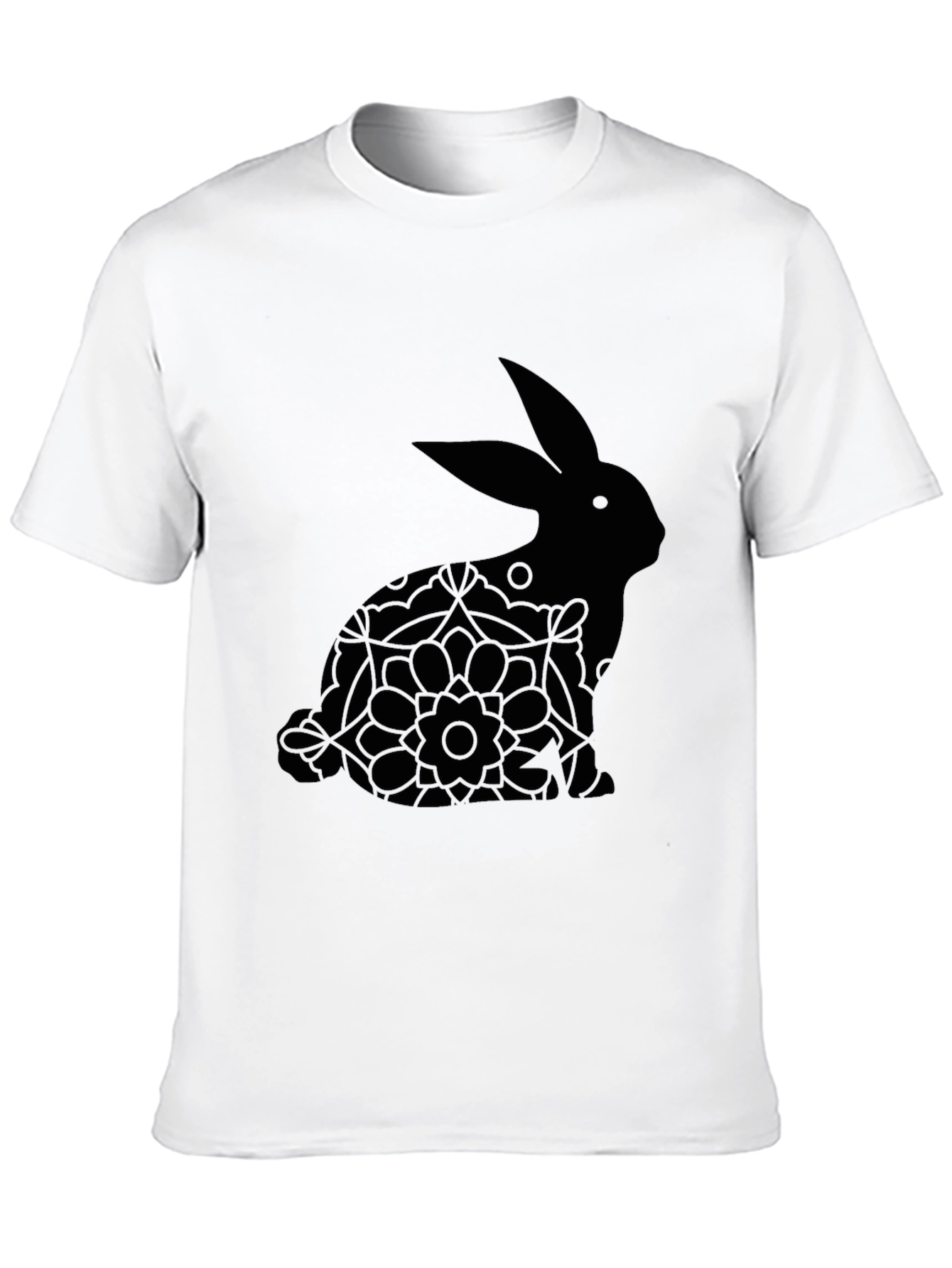Black Easter Bunny Floral T-Shirt