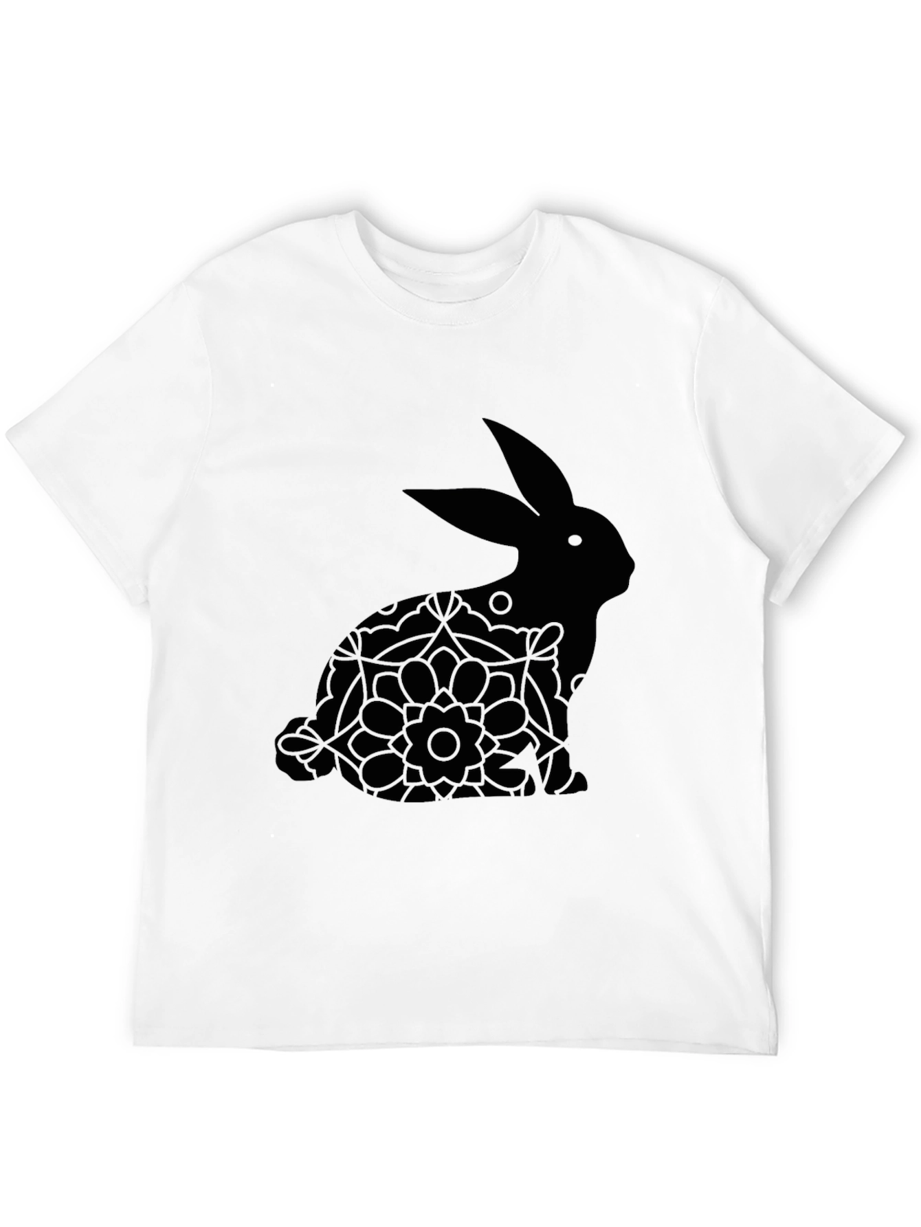 Black Easter Bunny Floral T-Shirt