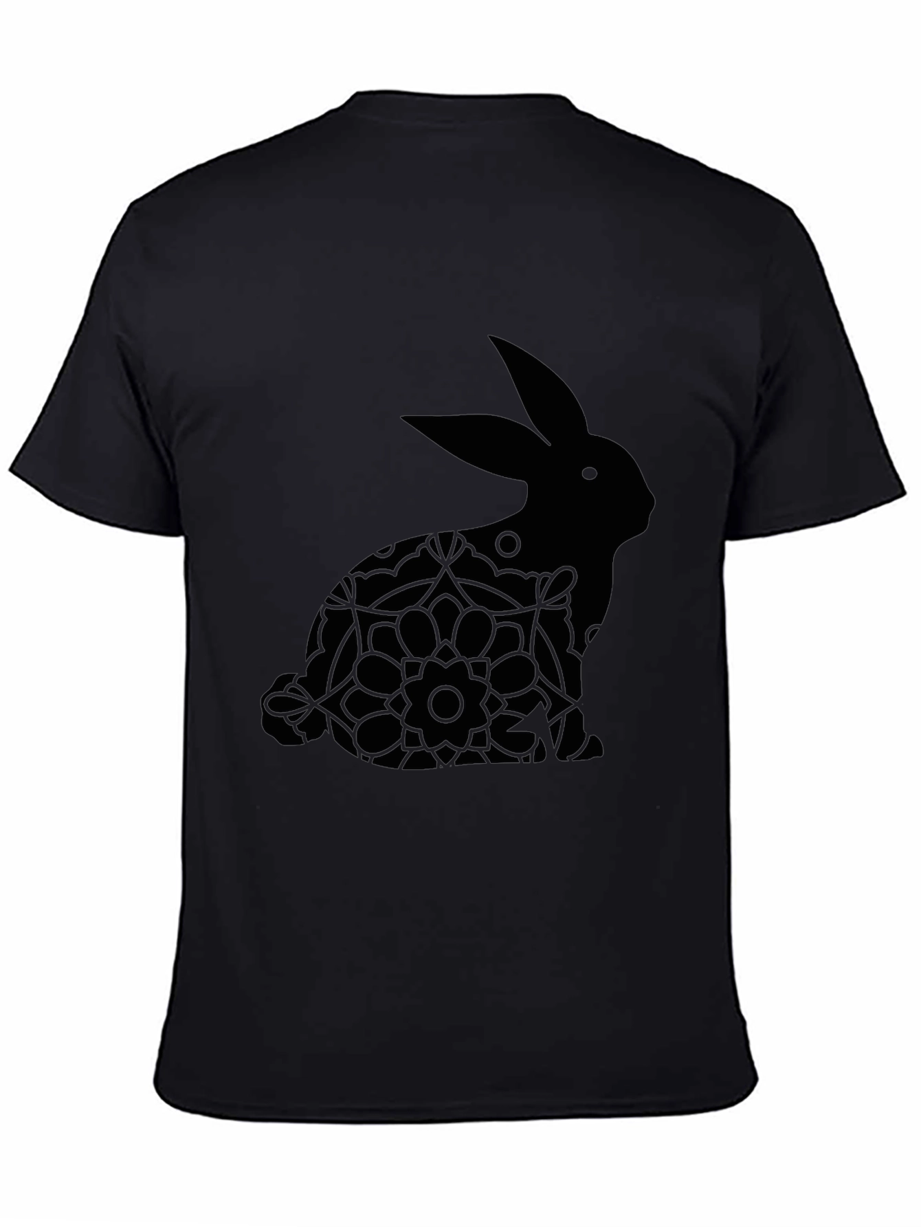 Black Easter Bunny Floral T-Shirt