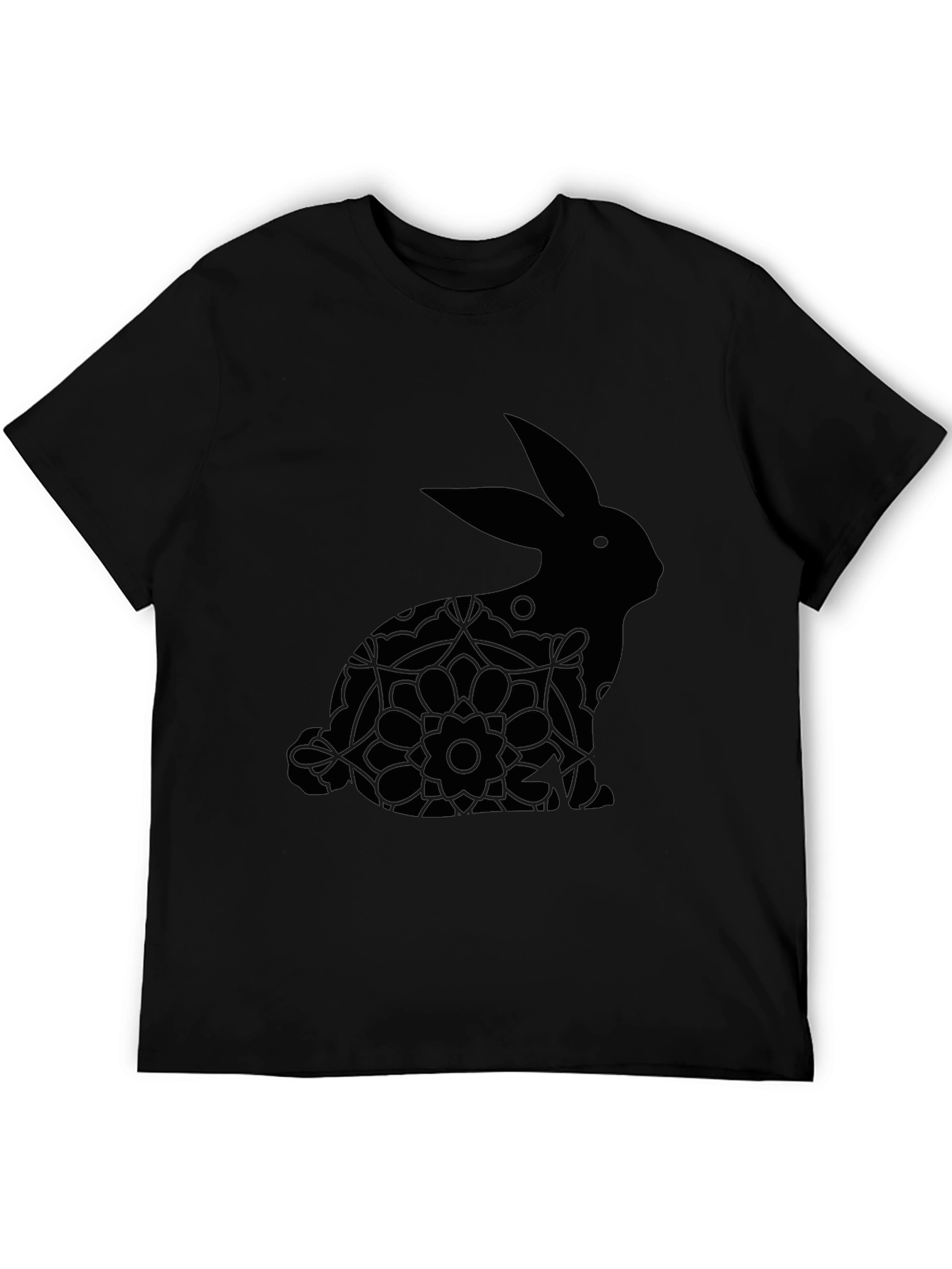 Black Easter Bunny Floral T-Shirt