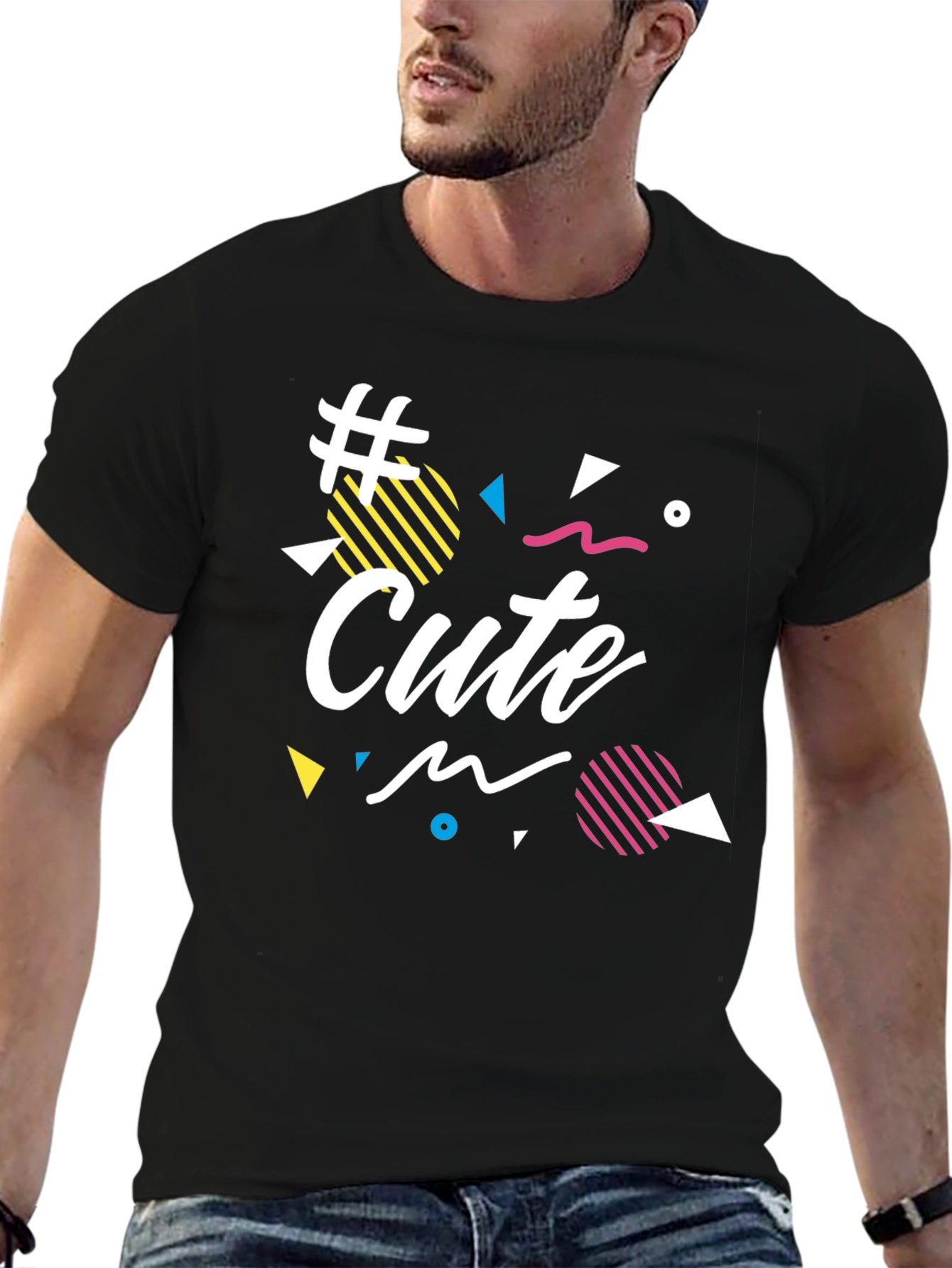 Cute Graphic Print Black T-Shirt