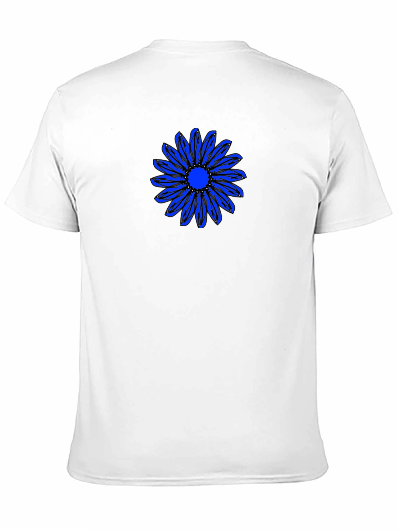 Black T-Shirt with Blue Daisy Graphic