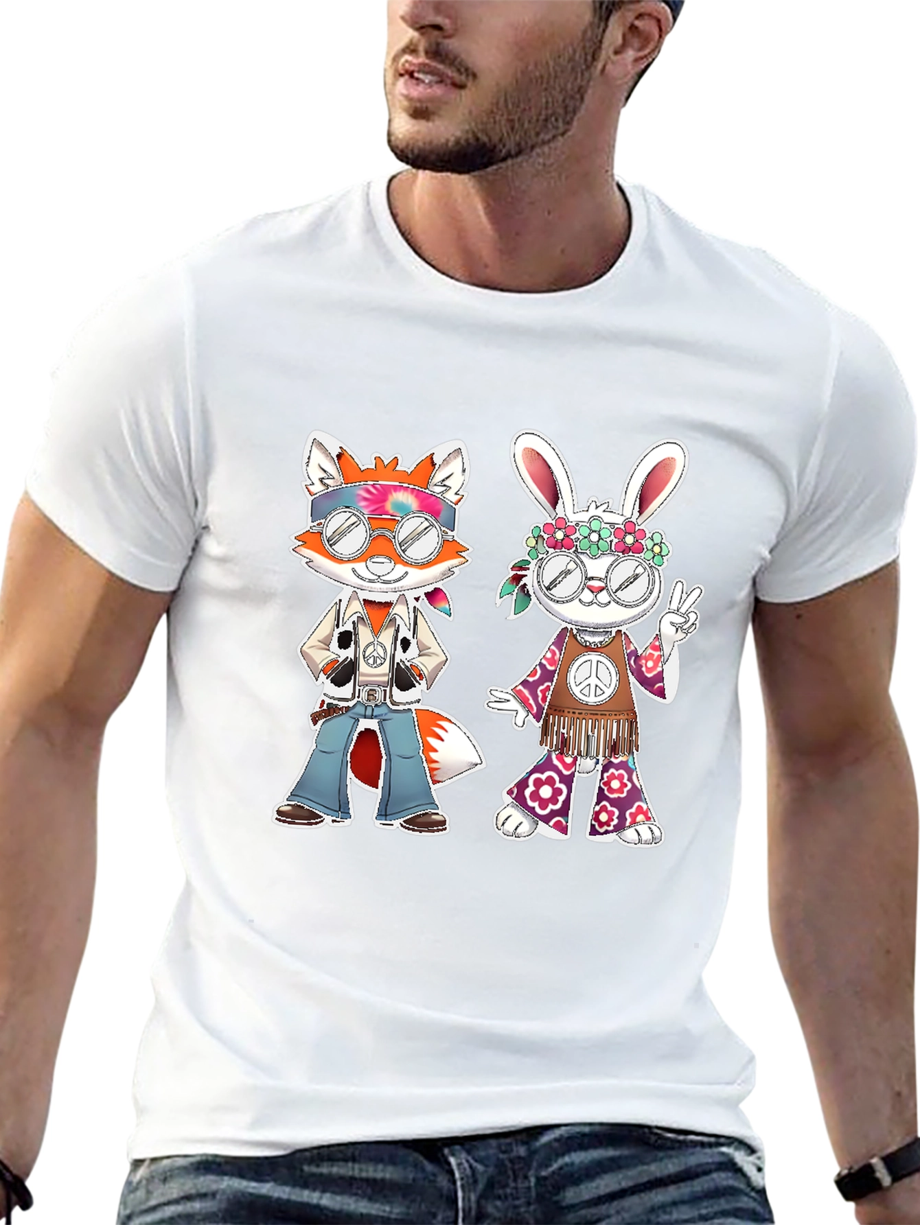Hippie Fox & Rabbit Graphic Tee