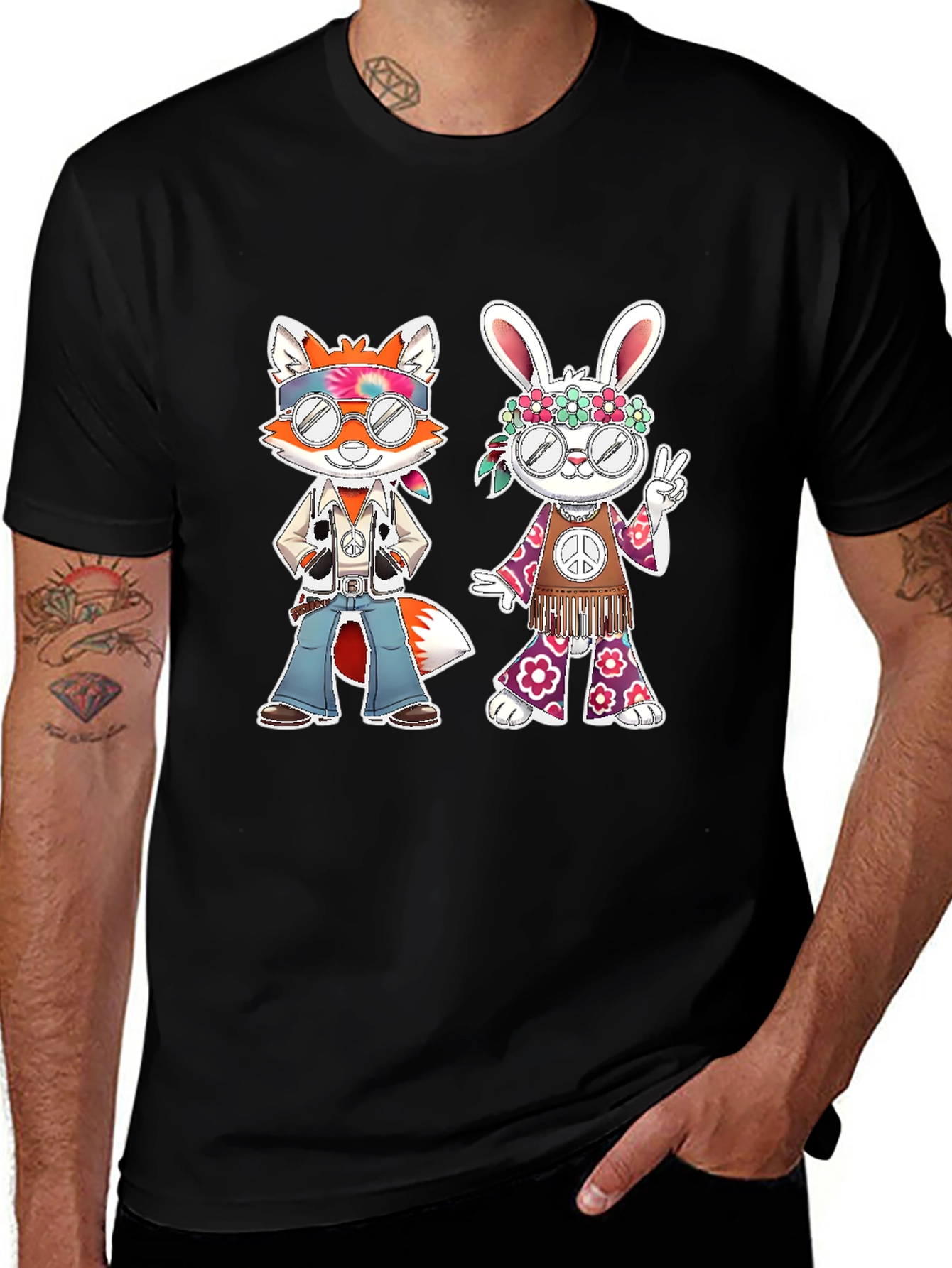 Hippie Fox & Rabbit Graphic Tee