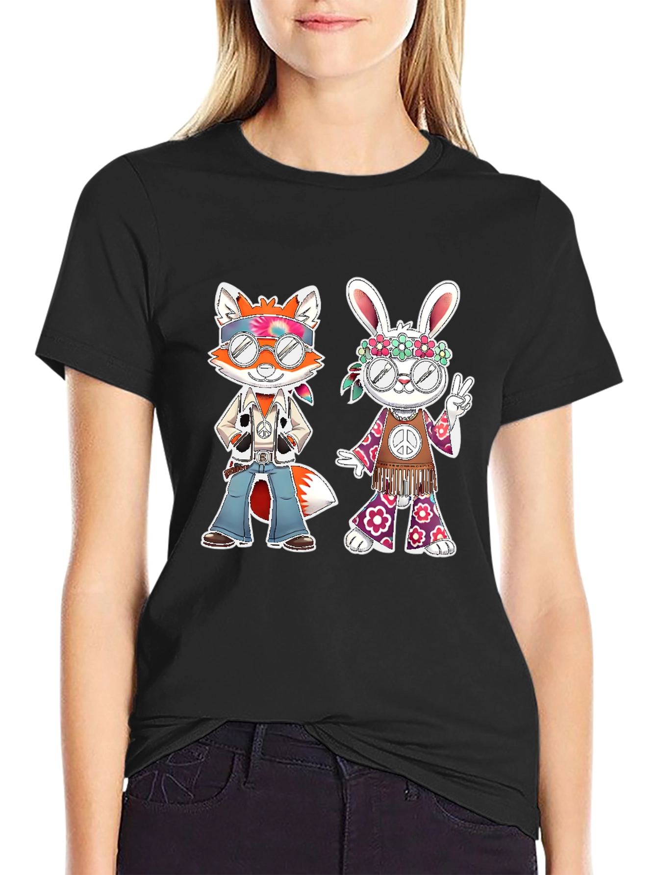 Hippie Fox & Rabbit Graphic Tee
