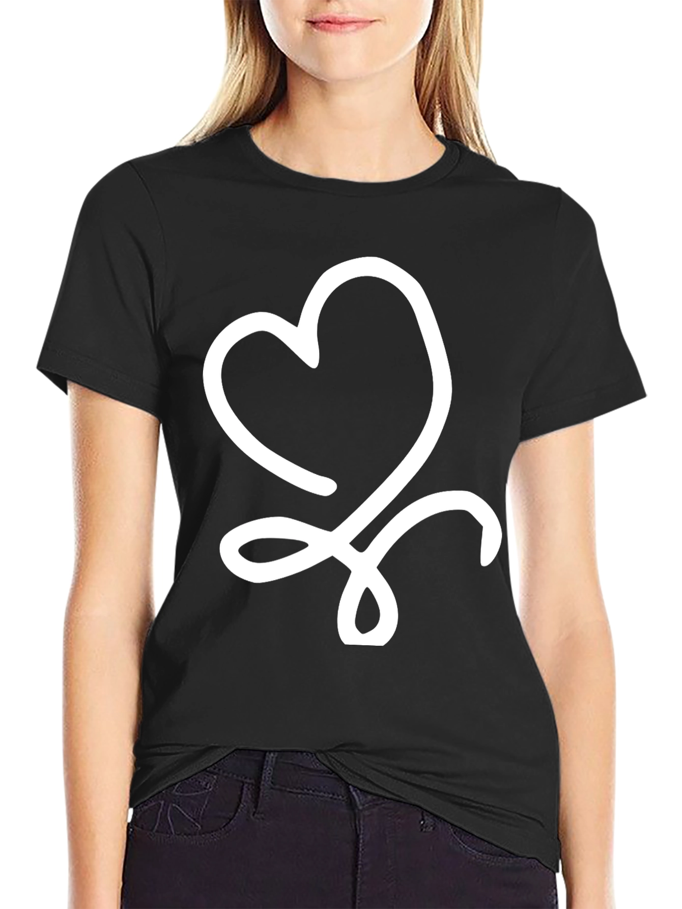Heart Graphic Tee - Casual Black T-Shirt