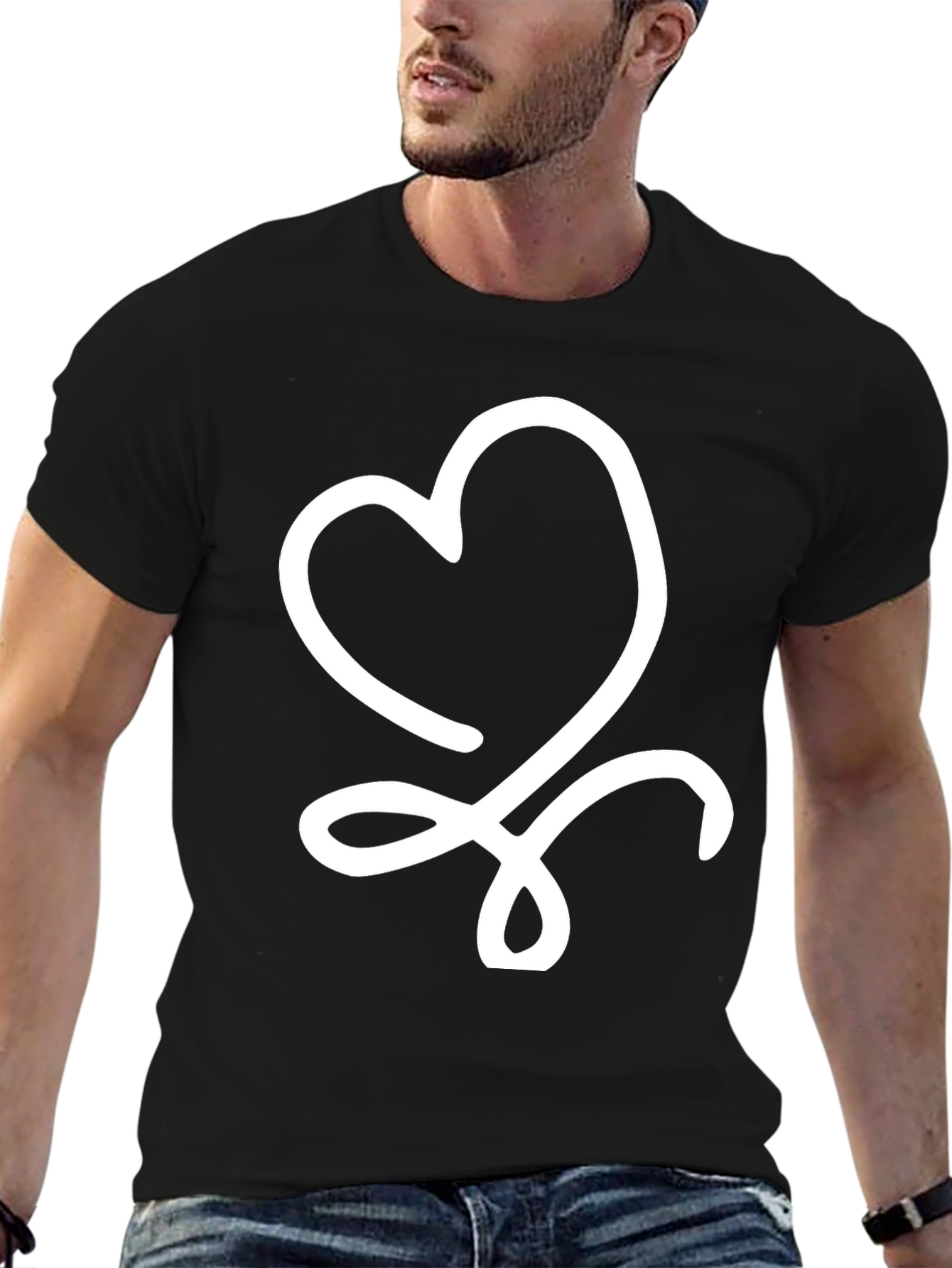 Heart Graphic Tee - Casual Black T-Shirt