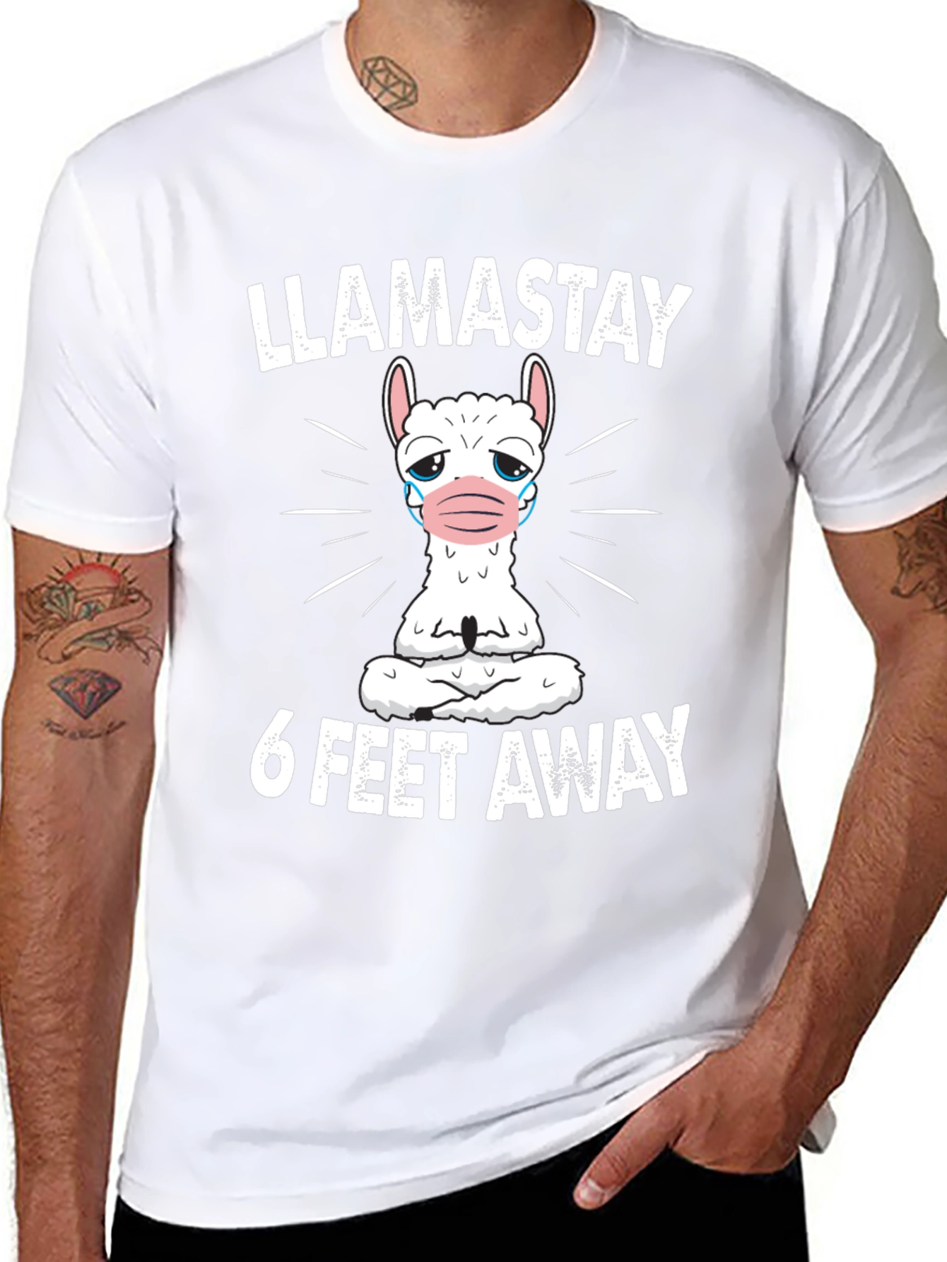 Llamastay 6 Feet Away Graphic T-Shirt