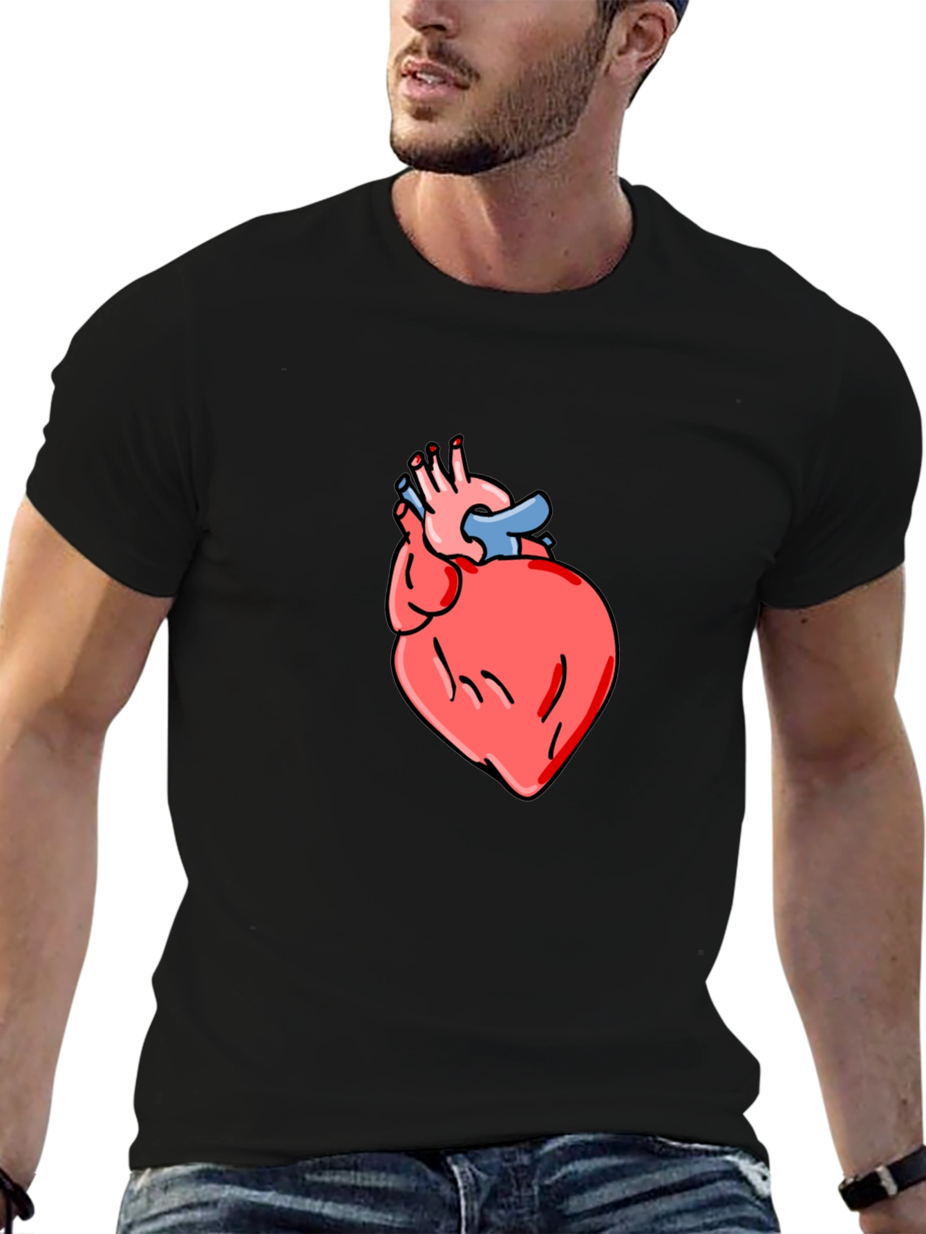 Anatomical Heart Graphic Tee - Mens Black T-Shirt