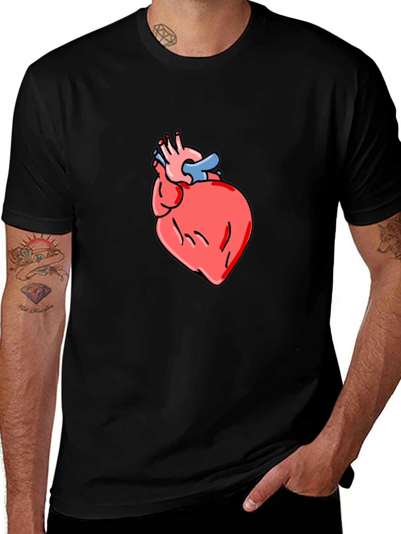 Anatomical Heart Graphic Tee - Mens Black T-Shirt