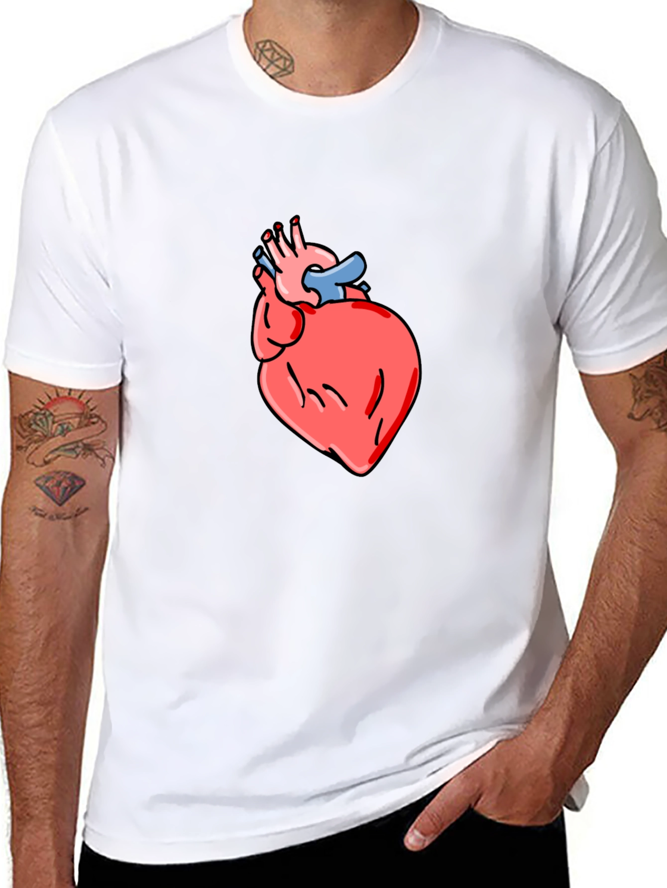 Anatomical Heart Graphic Tee - Mens Black T-Shirt