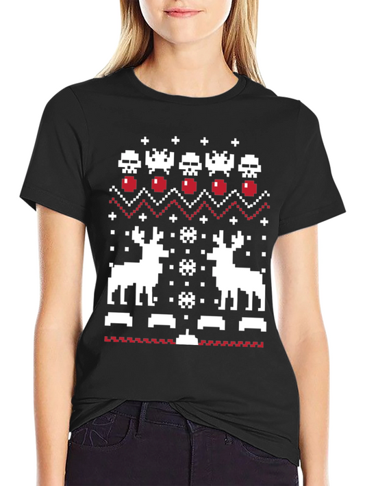 Pixel Art Christmas Deer T-Shirt