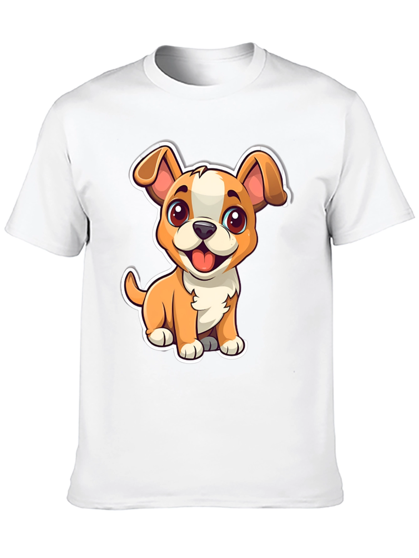 Cute Cartoon Dog Graphic Tee - Black Unisex T-Shirt