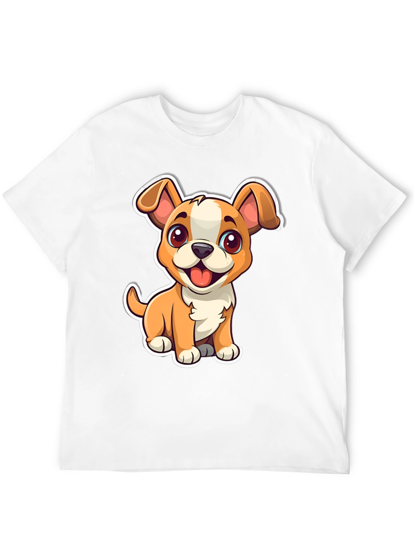 Cute Cartoon Dog Graphic Tee - Black Unisex T-Shirt