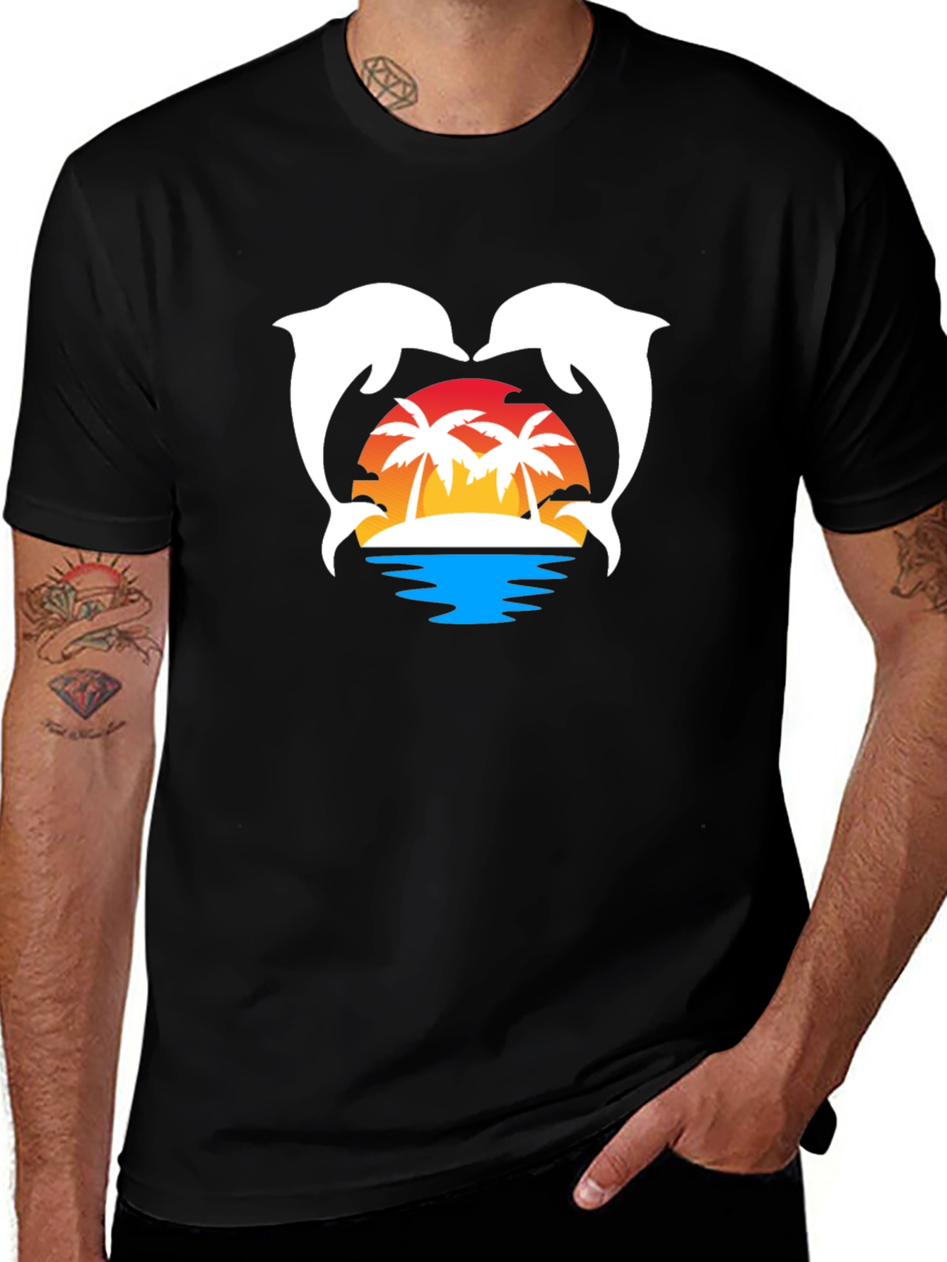 Dolphin Sunset T-Shirt | Tropical Island Graphic Tee
