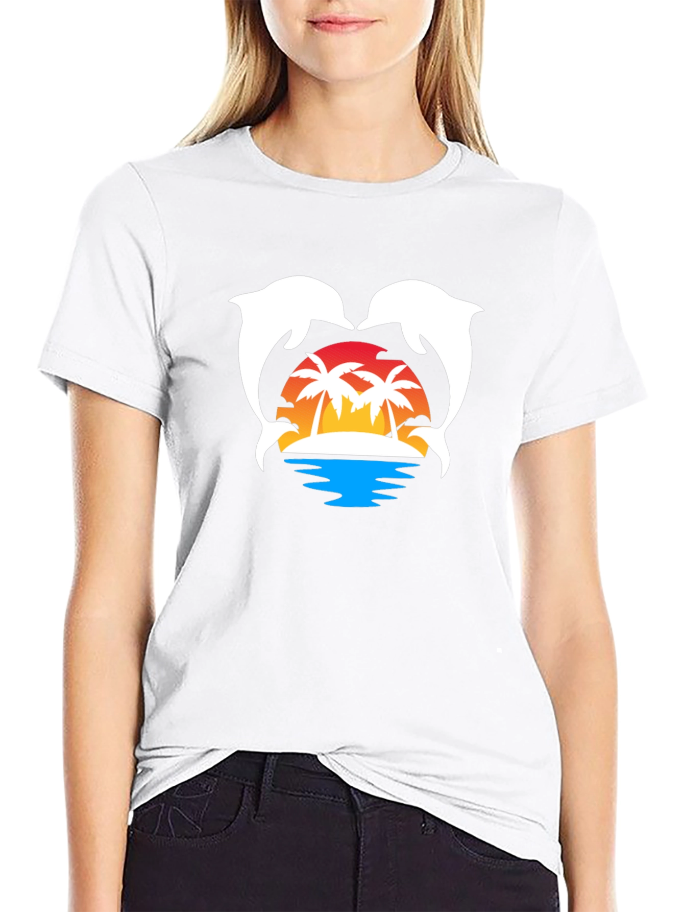 Dolphin Sunset T-Shirt | Tropical Island Graphic Tee