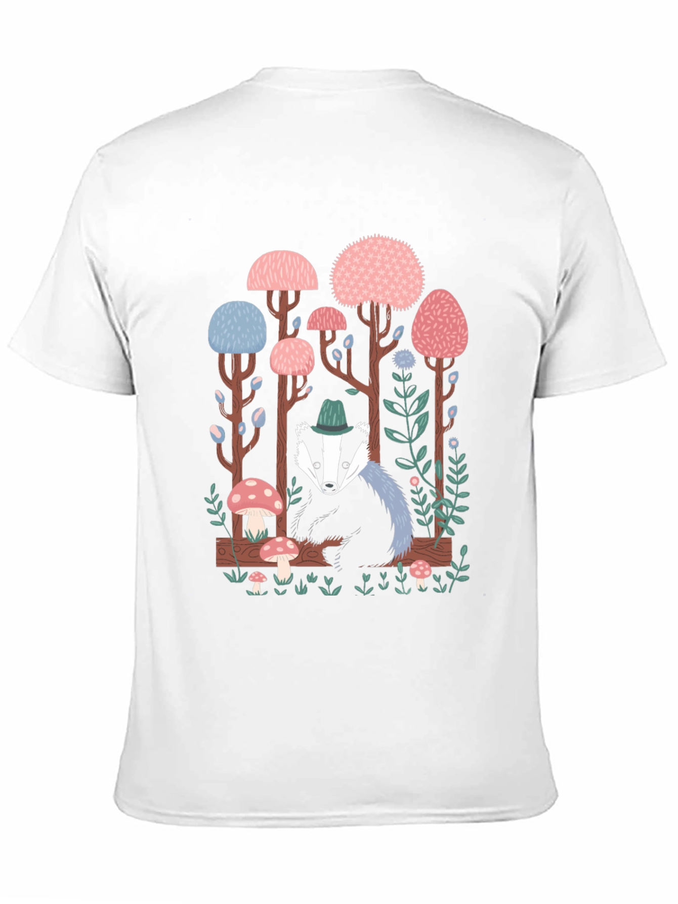 Whimsical Badger Forest Graphic Tee