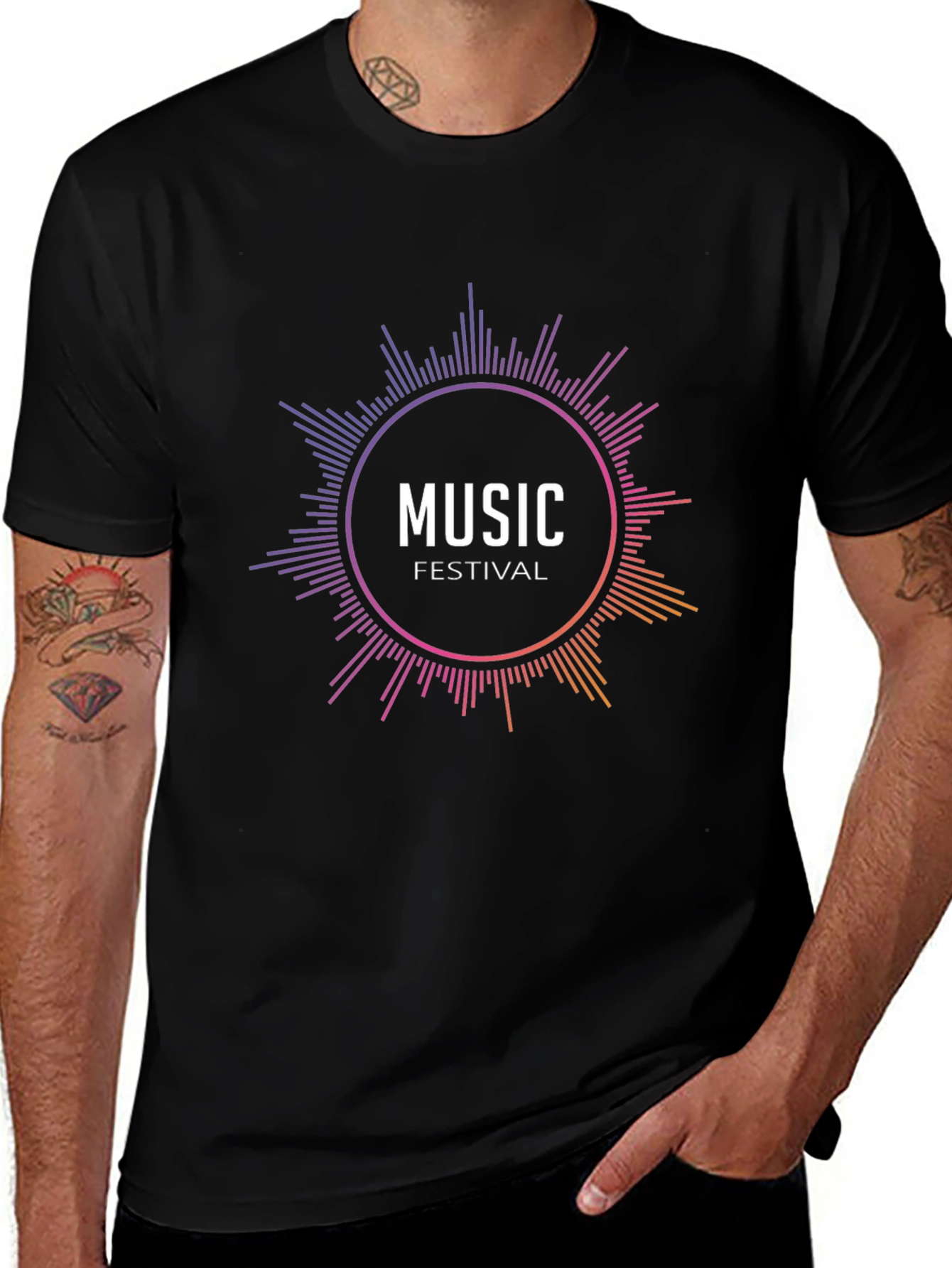 Music Festival Graphic Black T-Shirt