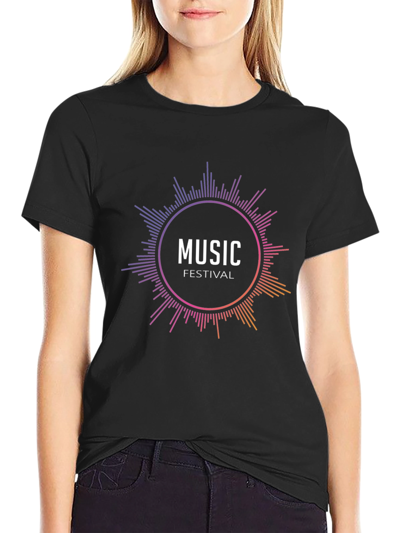 Music Festival Graphic Black T-Shirt