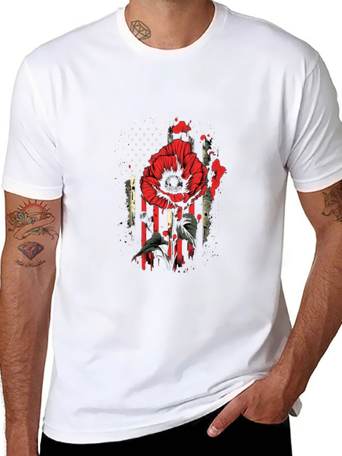 Poppy American Flag Graphic T-Shirt