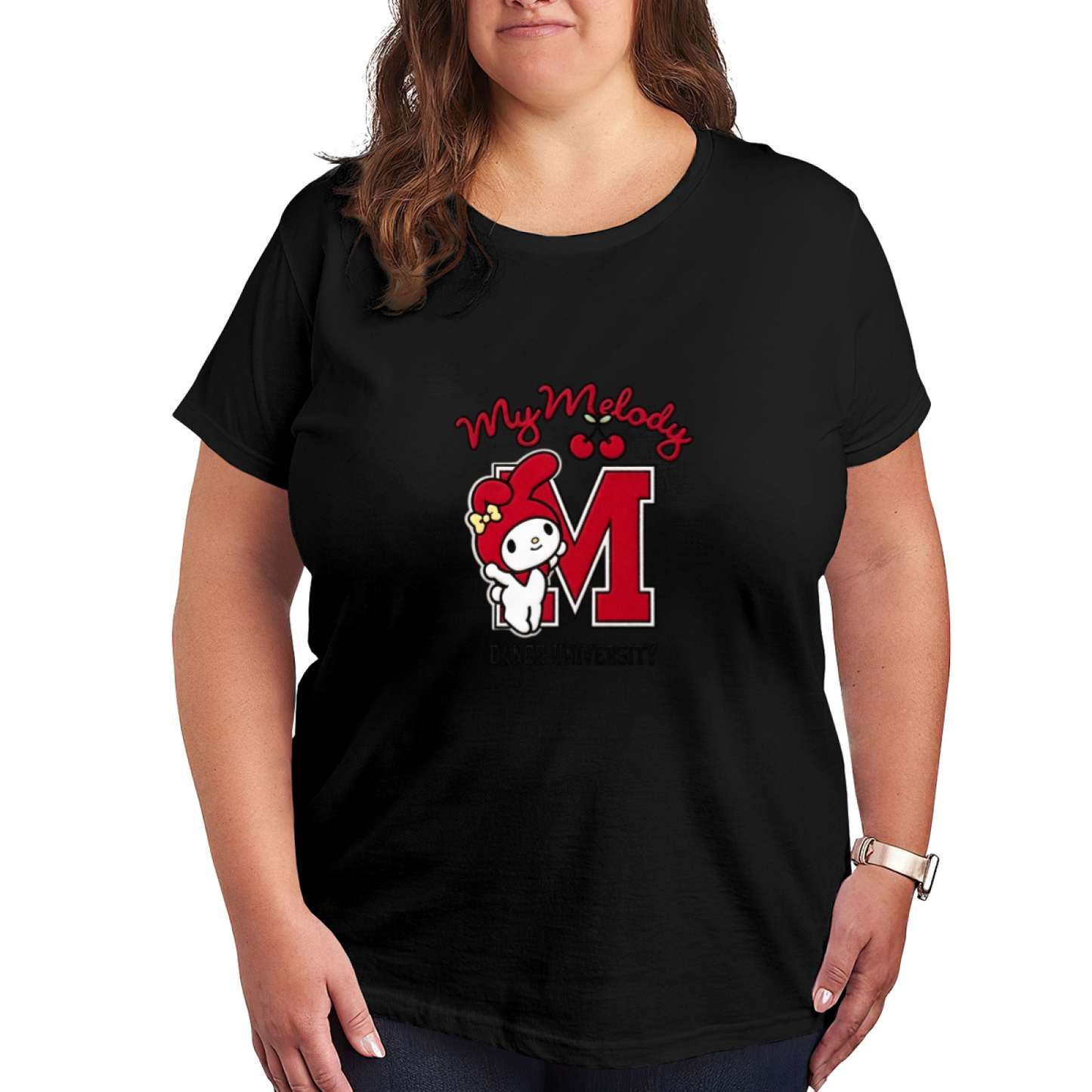 94 DANCE UNIVERSITY Trendy Letter Plus Size Women T-Shirt