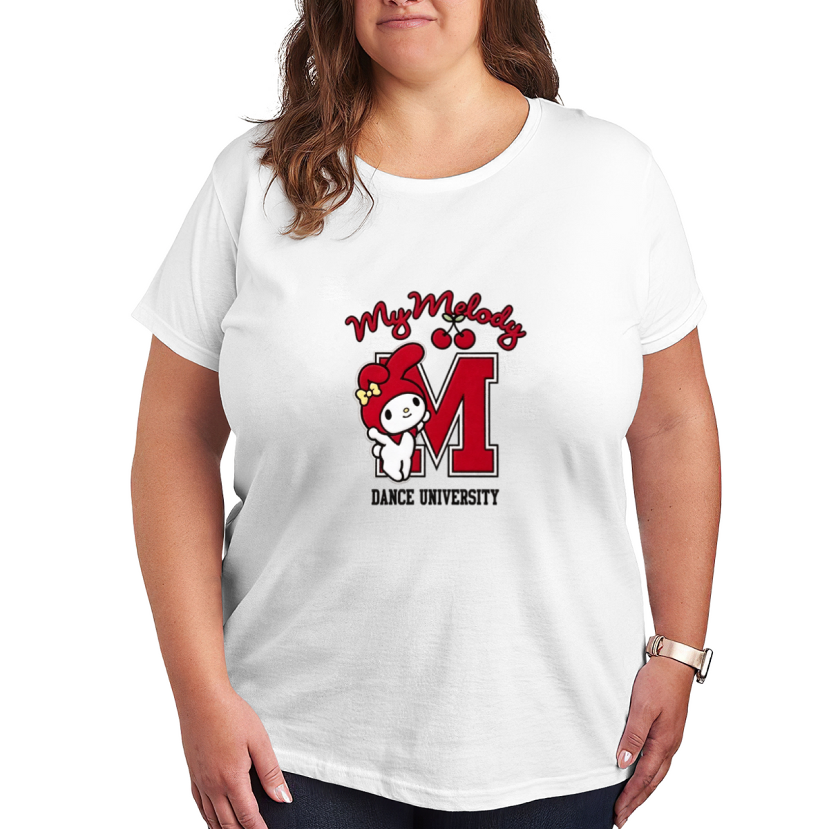 94 DANCE UNIVERSITY Trendy Letter Plus Size Women T-Shirt