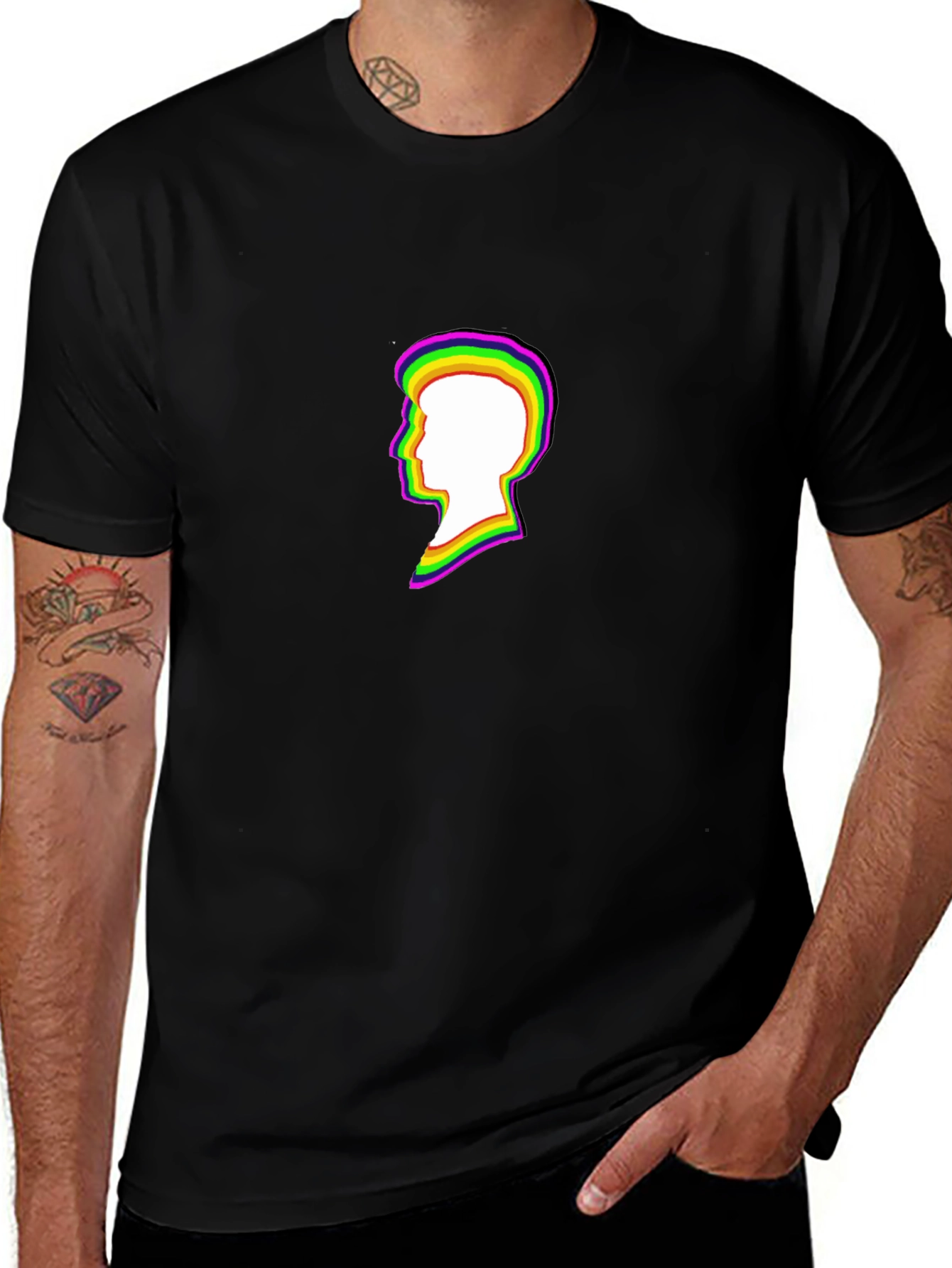 Retro Silhouette Tee - Black Cotton Blend