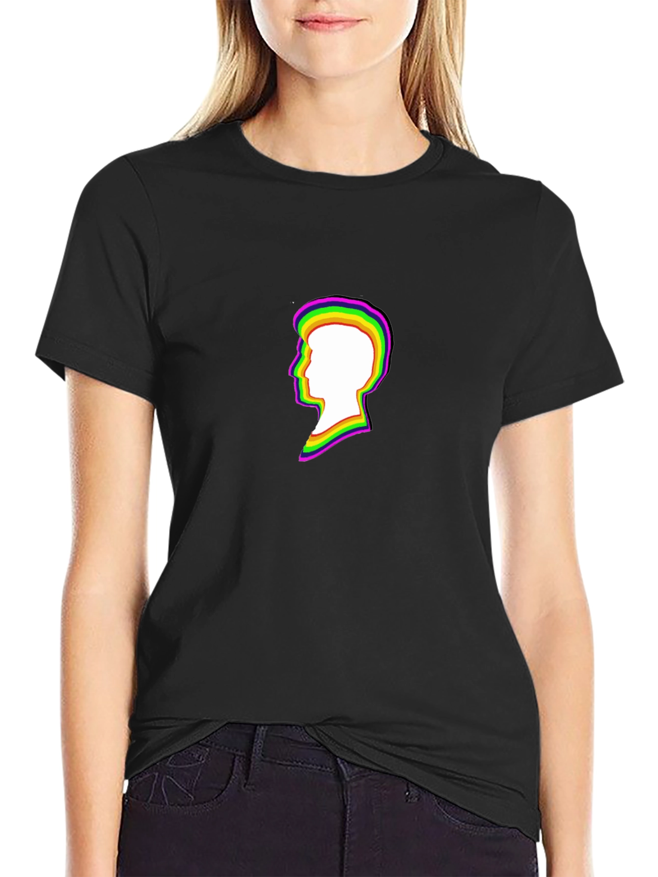 Retro Silhouette Tee - Black Cotton Blend