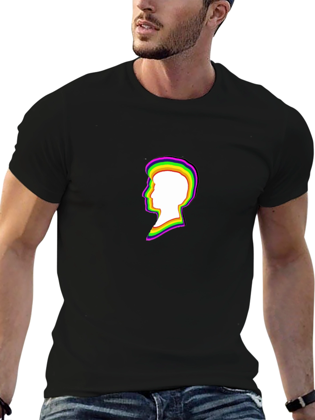 Retro Silhouette Tee - Black Cotton Blend