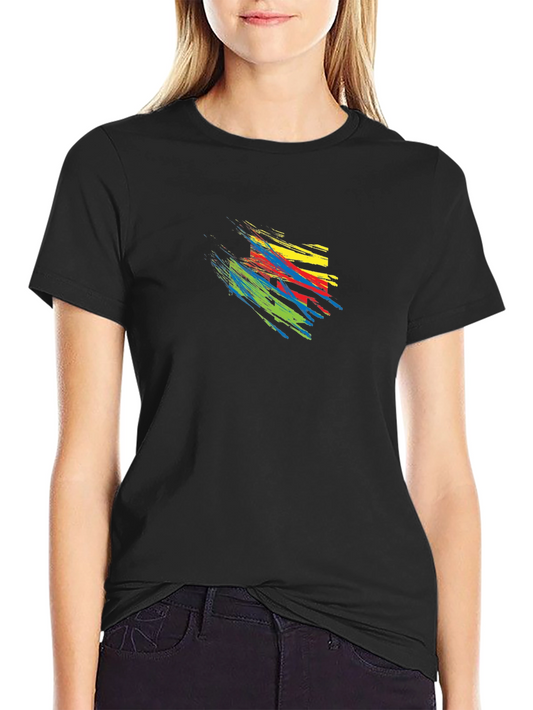 Abstract Brushstroke Graphic Print Tee - Mens Black T-Shirt
