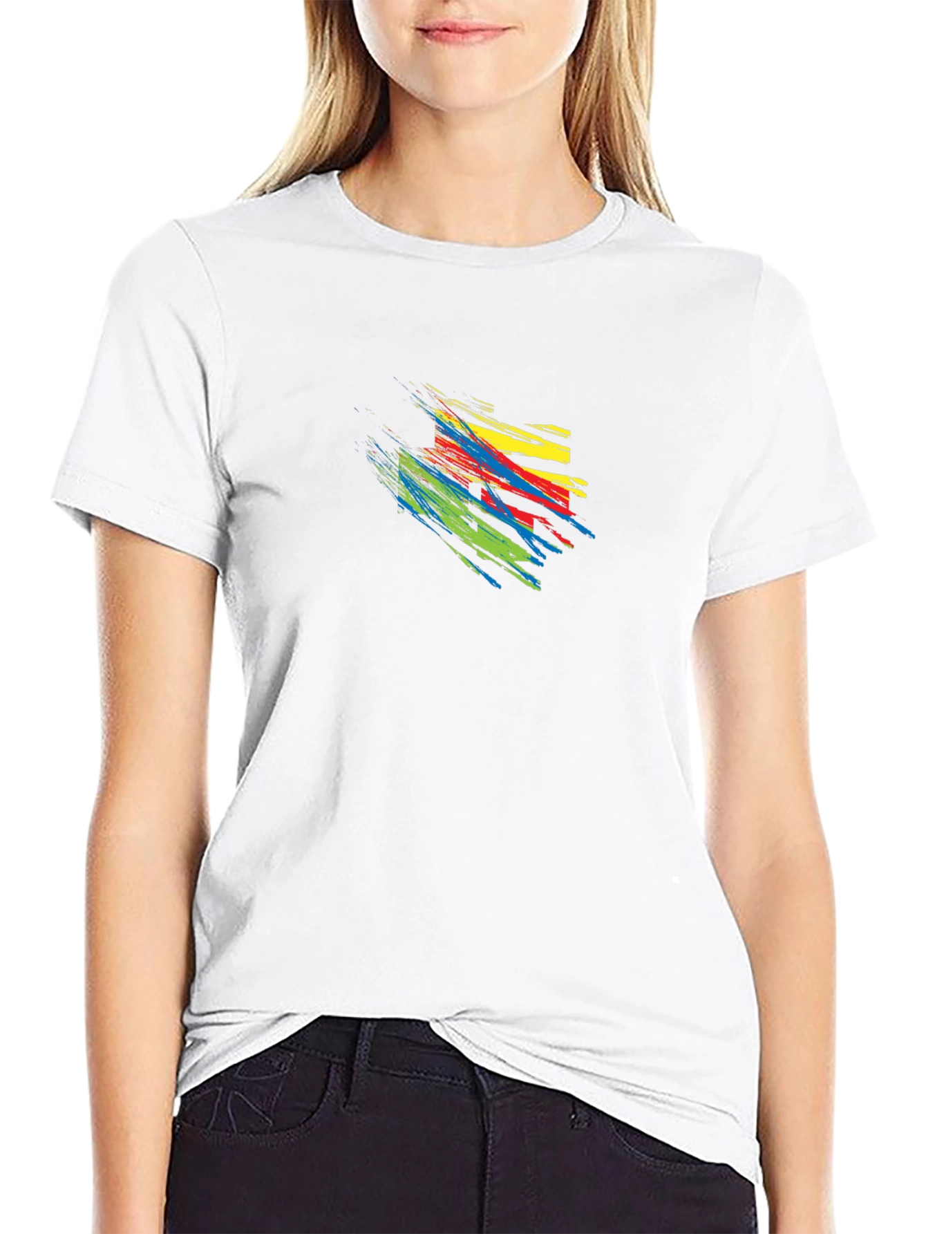 Abstract Brushstroke Graphic Print Tee - Mens Black T-Shirt