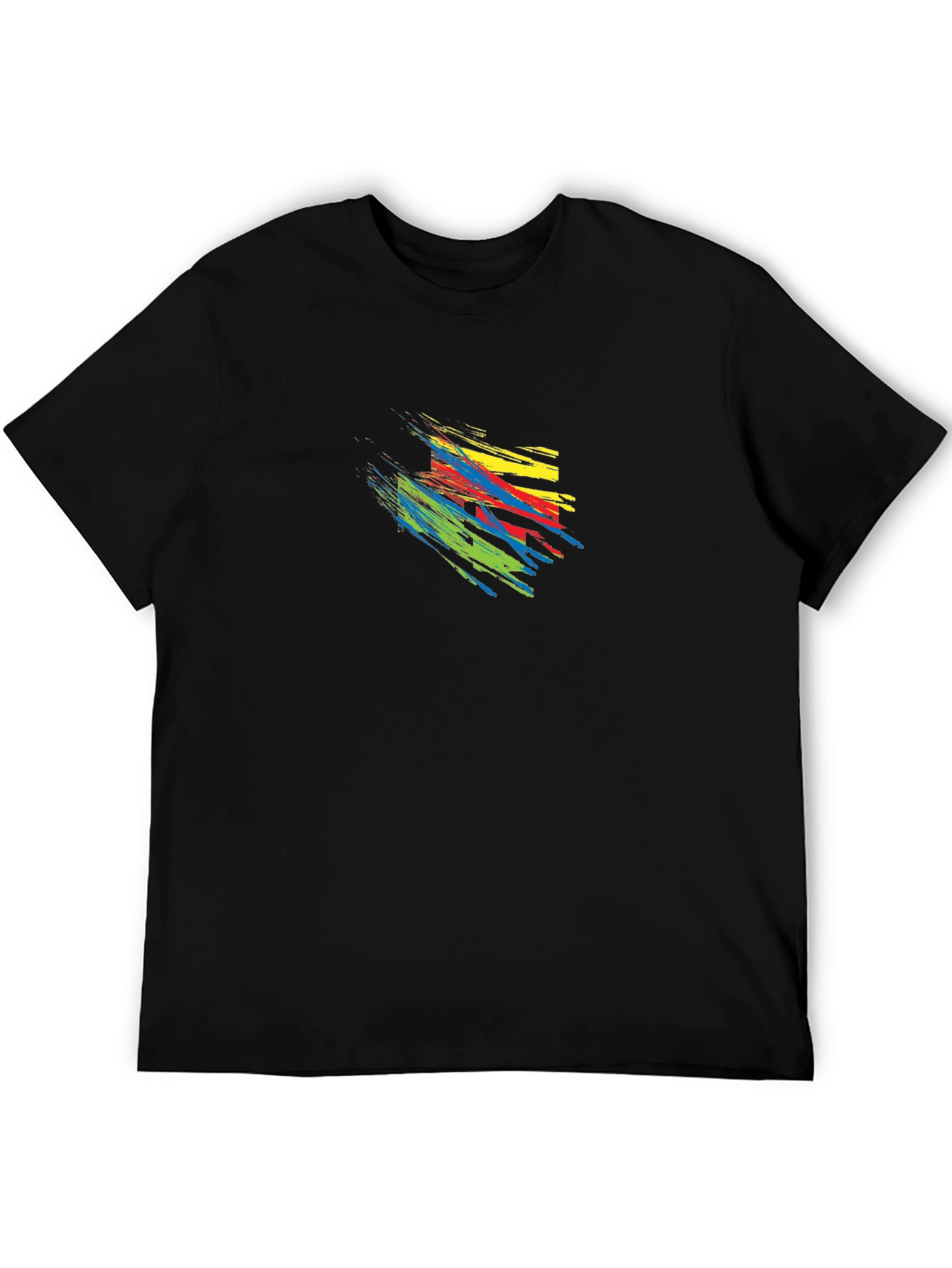 Abstract Brushstroke Graphic Print Tee - Mens Black T-Shirt