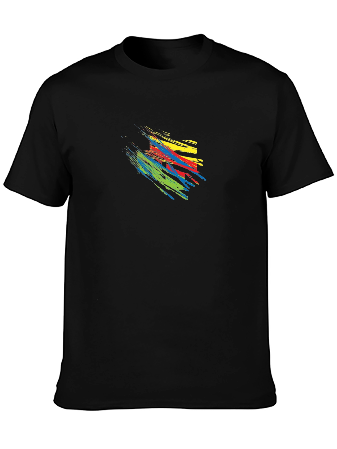 Abstract Brushstroke Graphic Print Tee - Mens Black T-Shirt