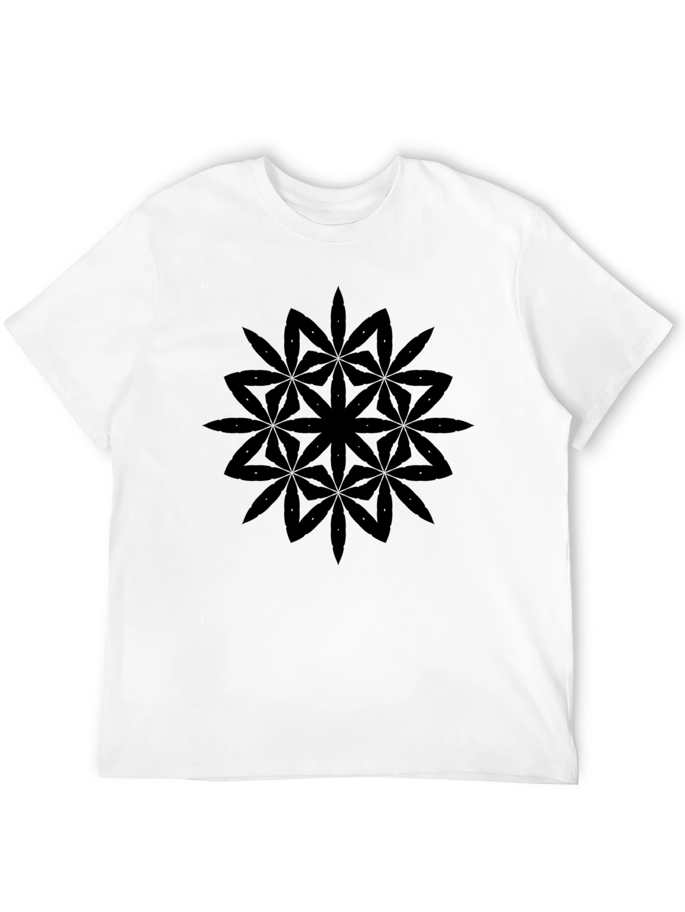 Geometric Flower Black T-Shirt