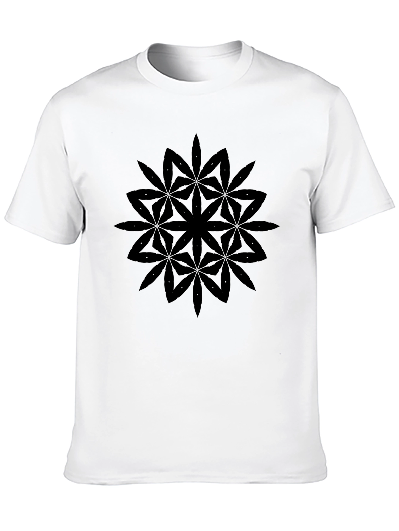 Geometric Flower Black T-Shirt