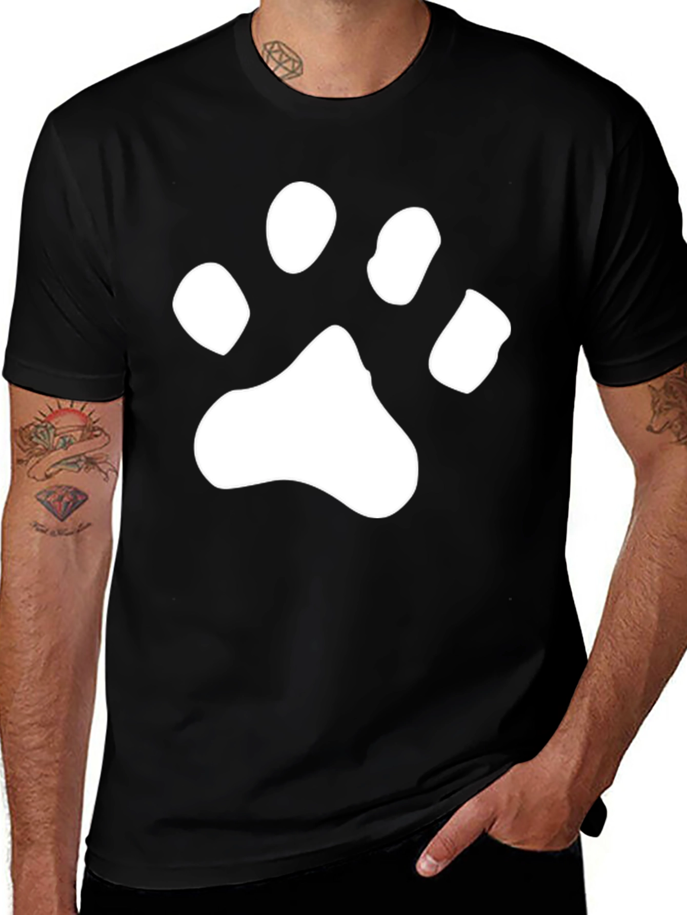Paw Print Graphic Tee - Black