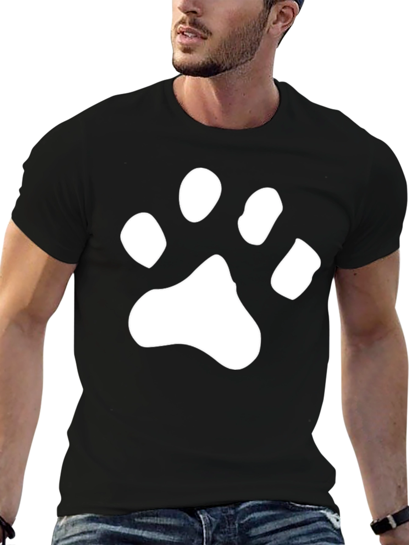 Paw Print Graphic Tee - Black